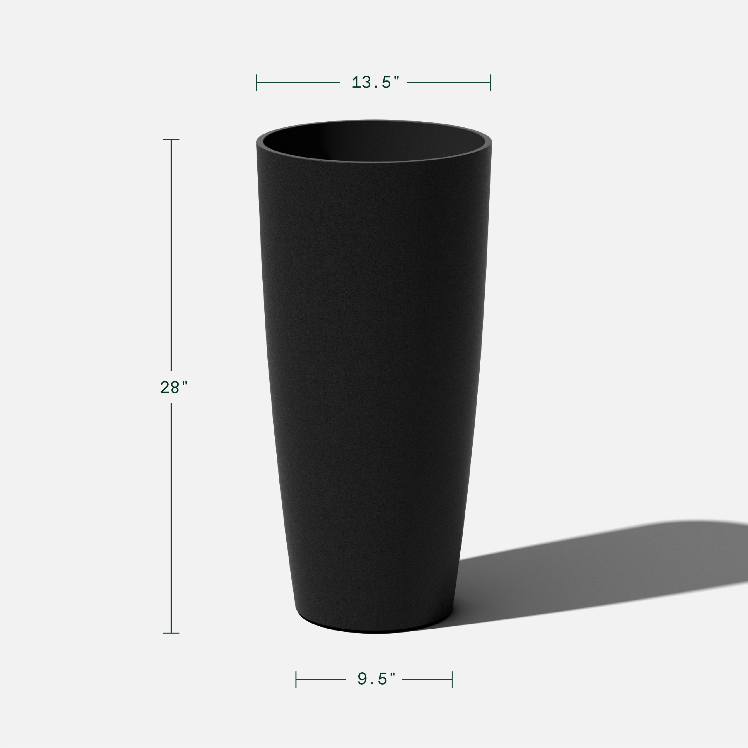 Selena 28" Black Plastic-Stone Outdoor Planter