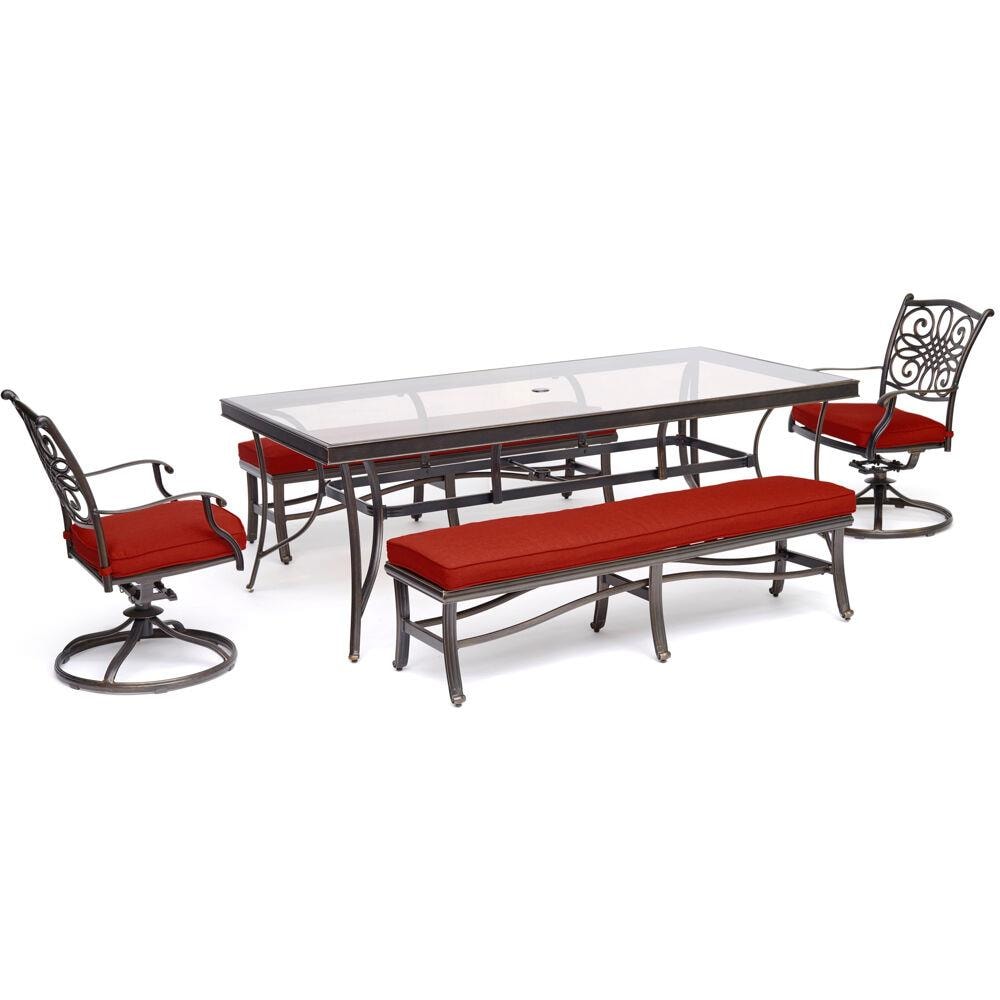 Hanover TRADDN5PCSW2GBN-RED Traditions 5-Piece Red Patio Dining Set with Red Cushions