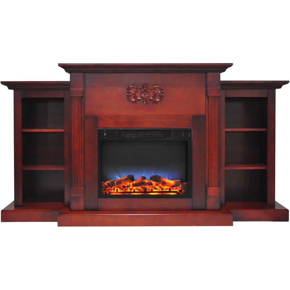 Cambridge 69.7-in W Mahogany/Black TV Stand with LED Electric Fireplace CAM6938-2MAH Sansujyuku sansujyuku.com