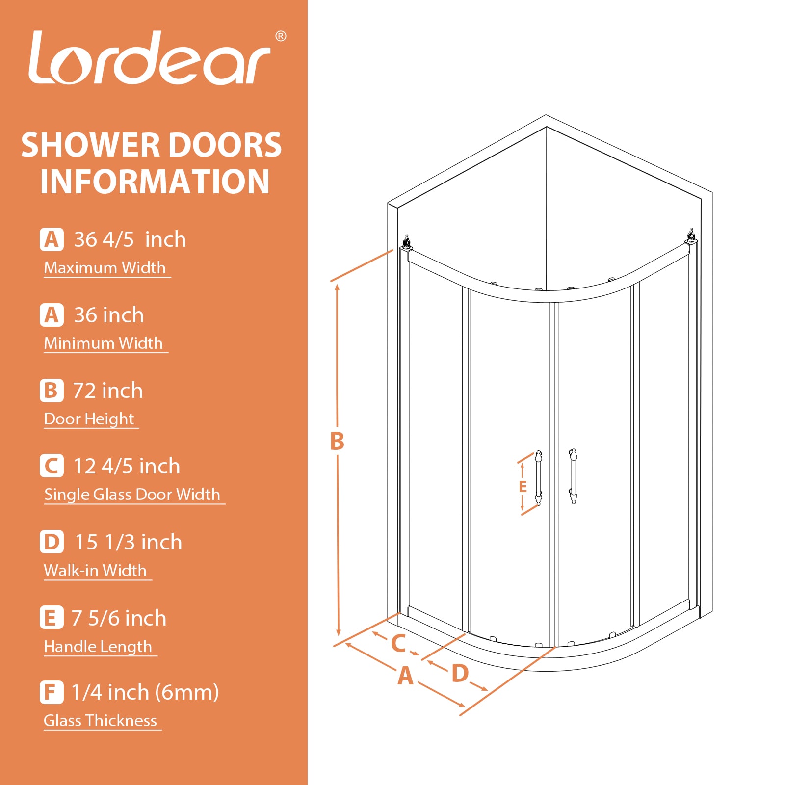Lordear HMS-LD-2A42-4-72CH Shower-Doors - View #7