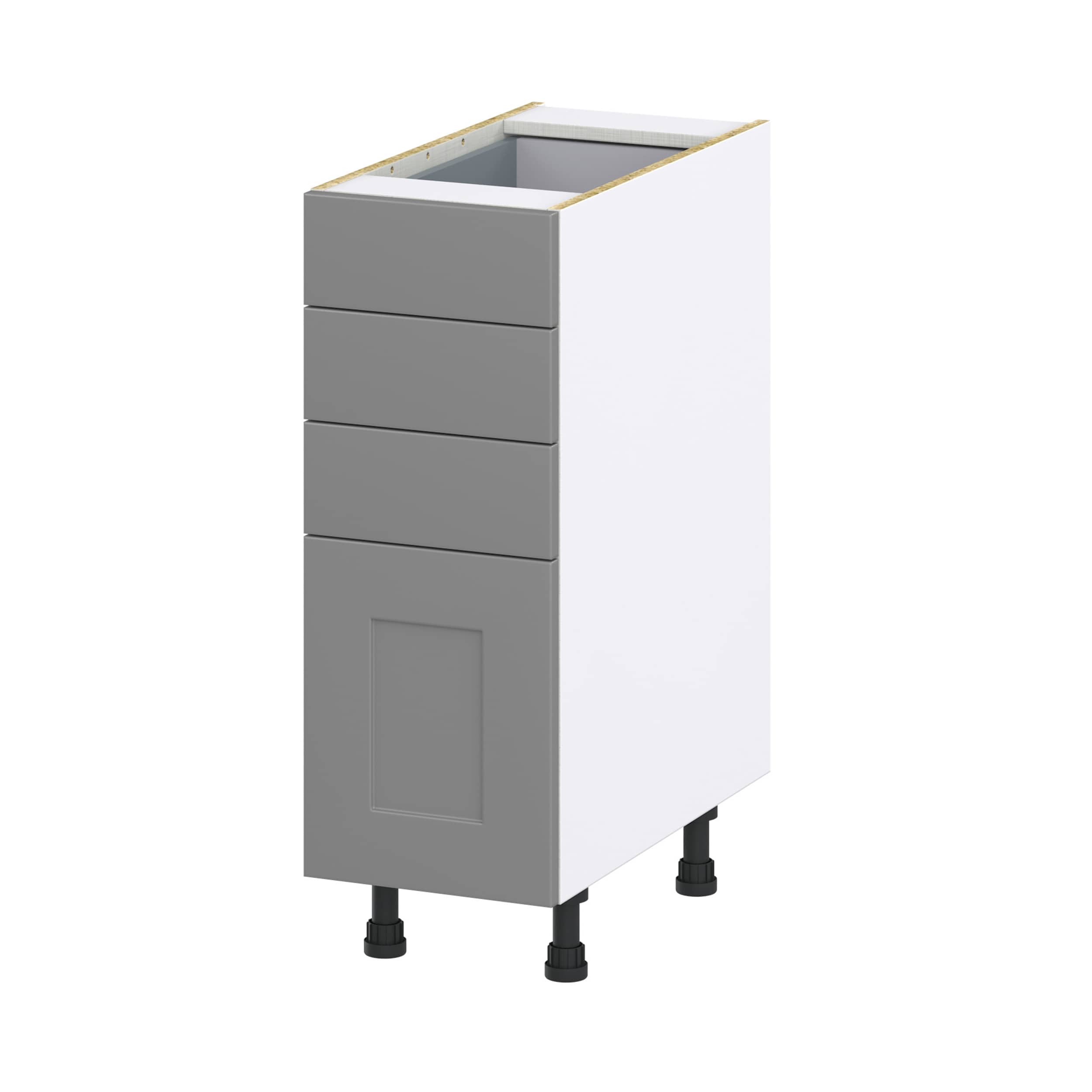 Hugo&Borg Beaumont 12-in W x 34.5-in H x 24-in D Slate Gray 3-Drawer Base Fully Assembled Cabinet (Recessed Panel Style)
