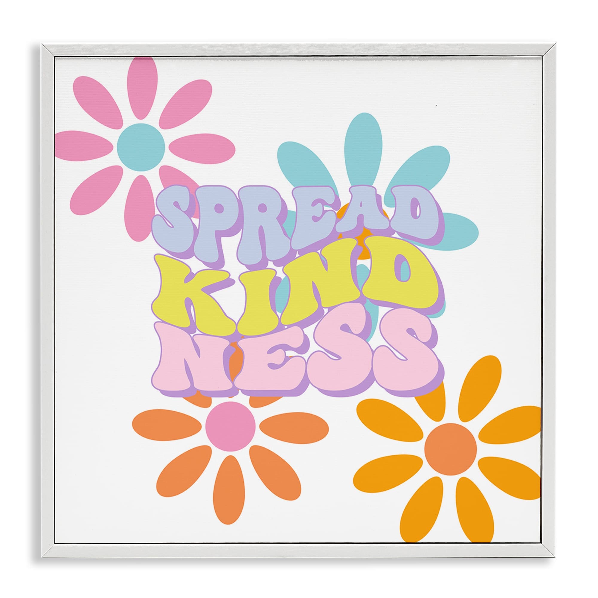 Stupell Industries BS-422-WFR-17X17 Groovy Spread Kindness White Framed Giclee Art By Jesse Keith 17 x 17