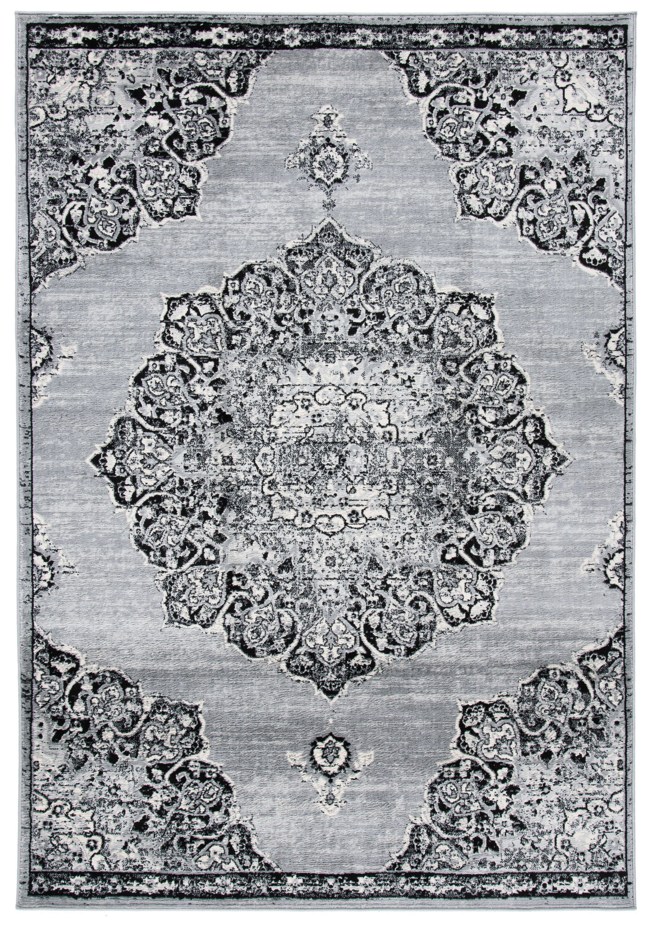 Safavieh BNT802H-8 Brentwood Coral 8 x 10 (ft) Loomed Polypropylene Gray/Black Rectangular Indoor Distressed/Overdyed Vintage Area rug