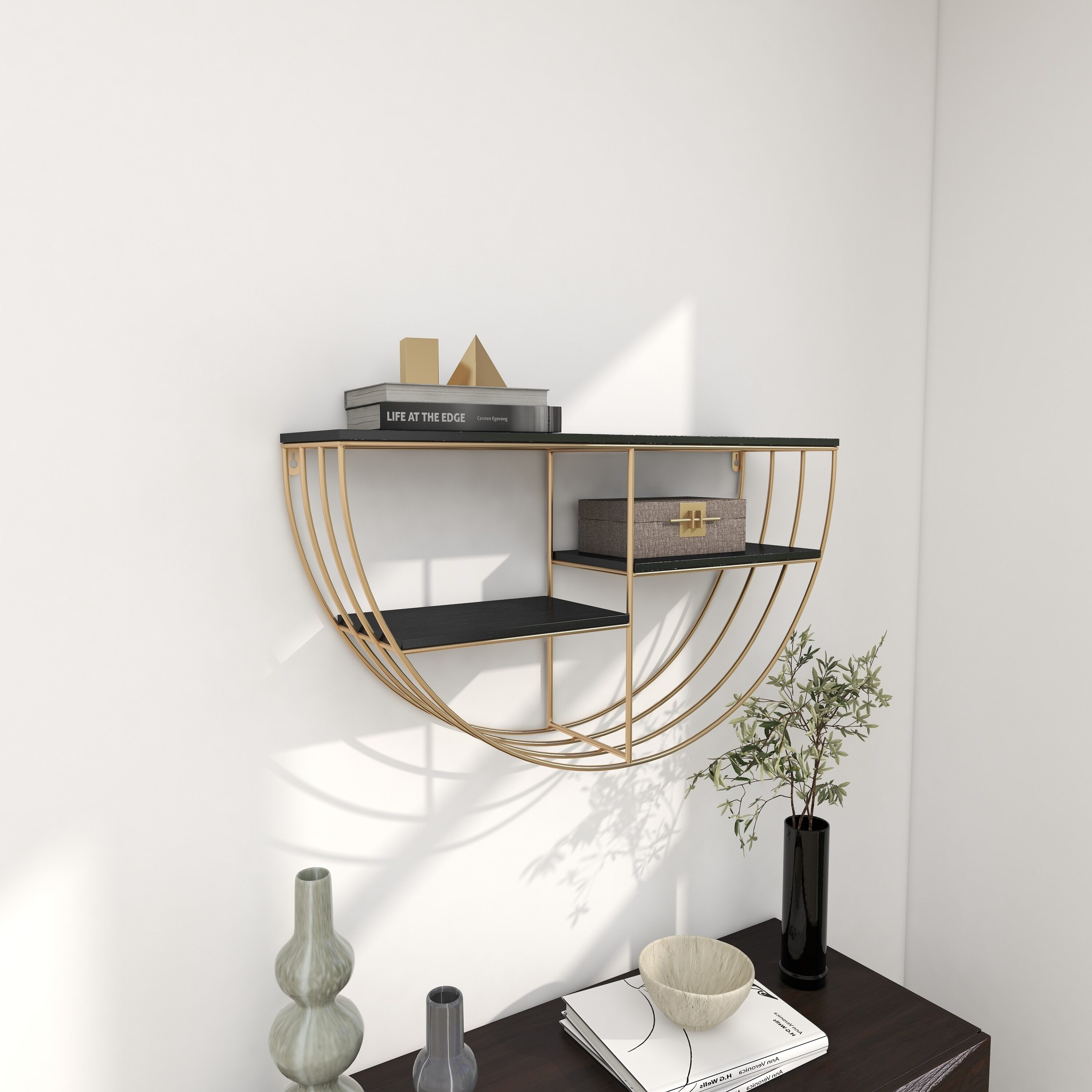 3-Tier Luxury Floating Shelves Wall Shelf in MDF Wall Mounted Shelves