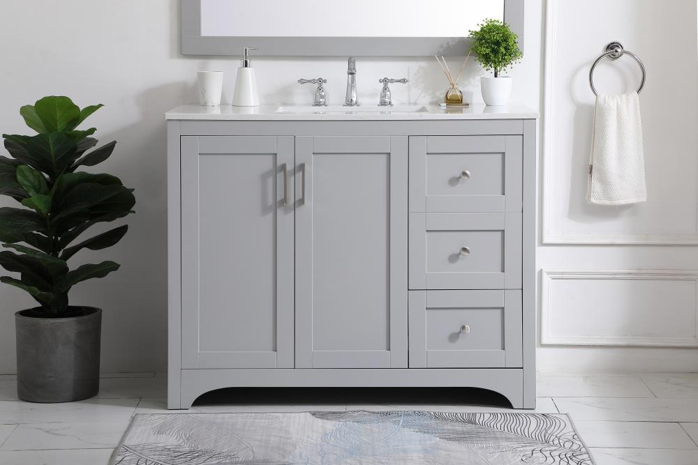 Gray 42" Single Bathroom Vanity with Quartz Top