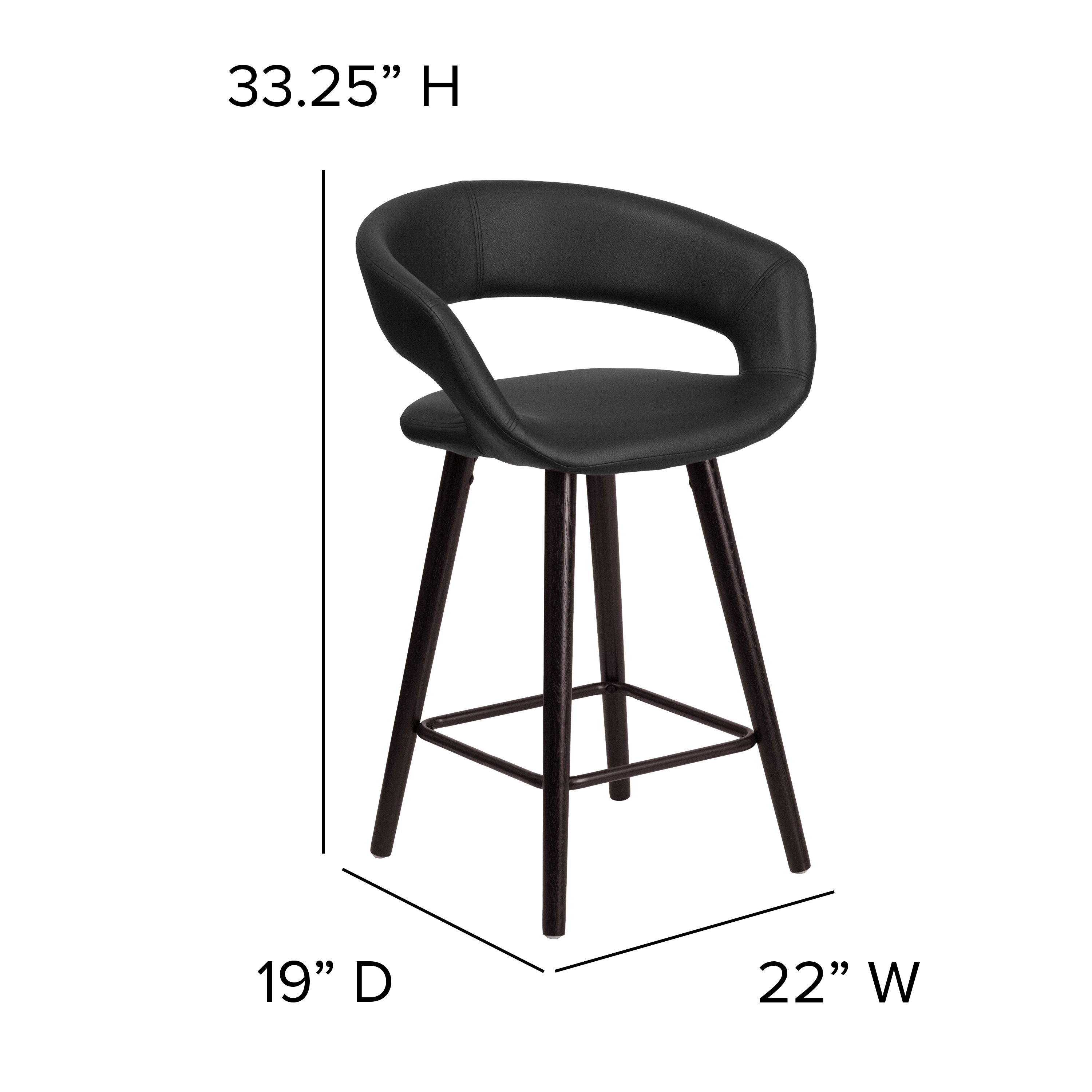 Flash Furniture Brynn Series Black 23.75-in H Counter height ...
