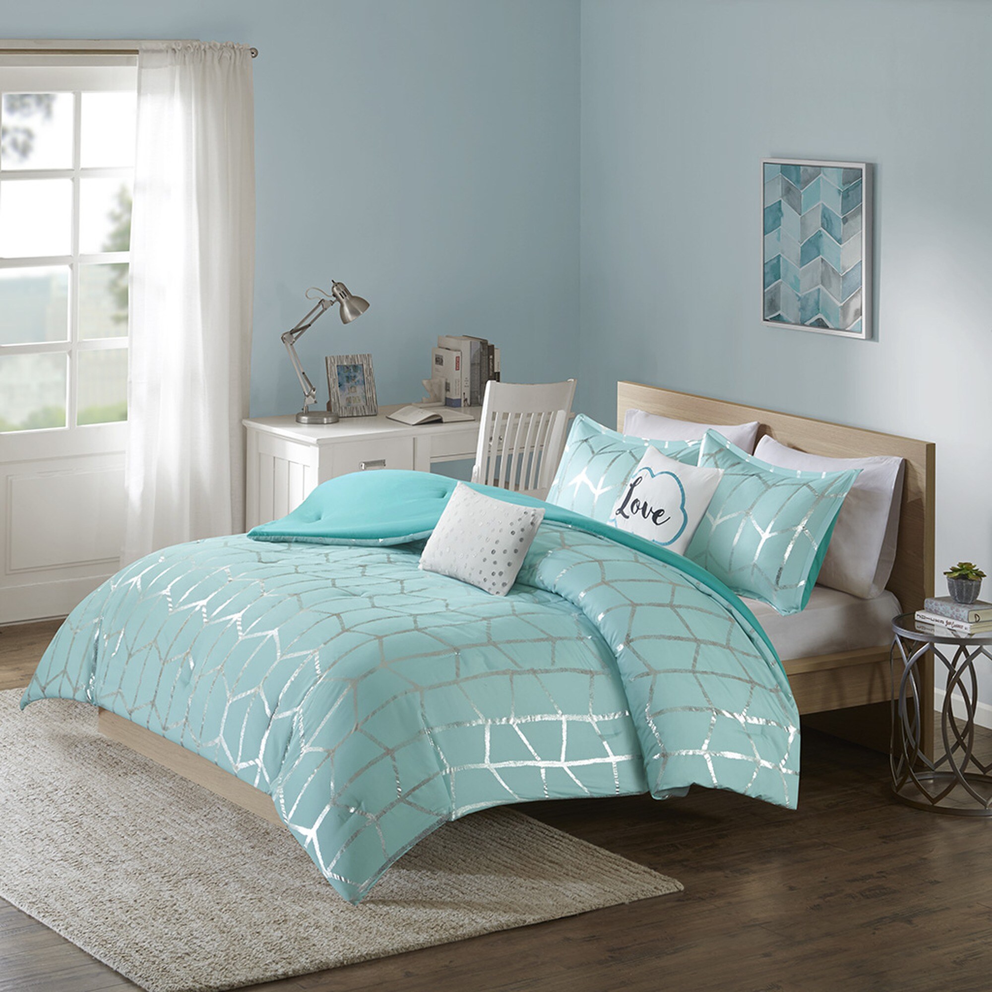HyperDrop Cart Full/Queen Premium Metallic Printed Comforter Set - Grade A Heavy-Duty Stitching for Daily Bedroom Use