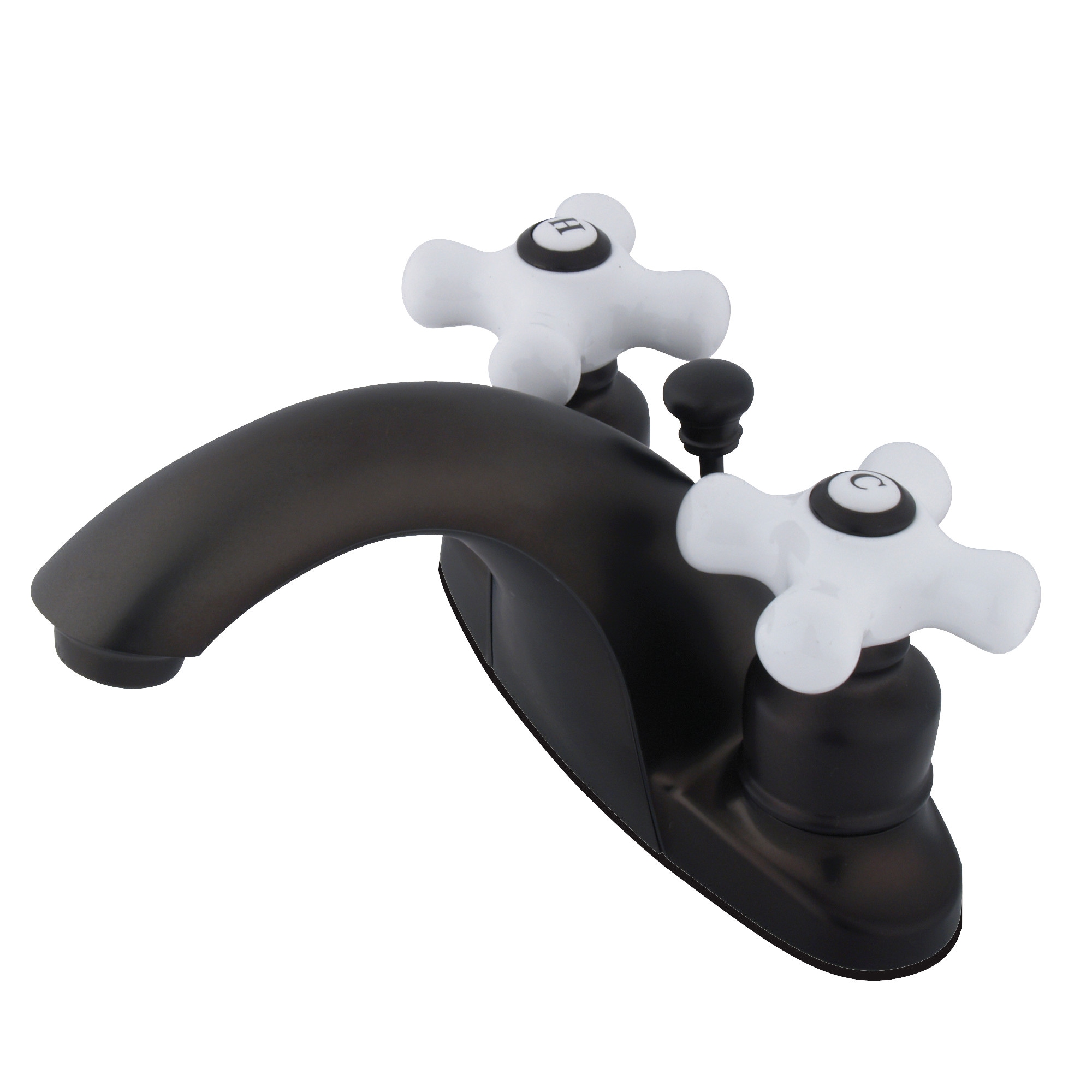 Elements of Design EB7645PX English Country Oil-rubbed bronze 4-in centerset 2-handle Low-arc Residential Handle Bathroom Sink Faucet with Drain