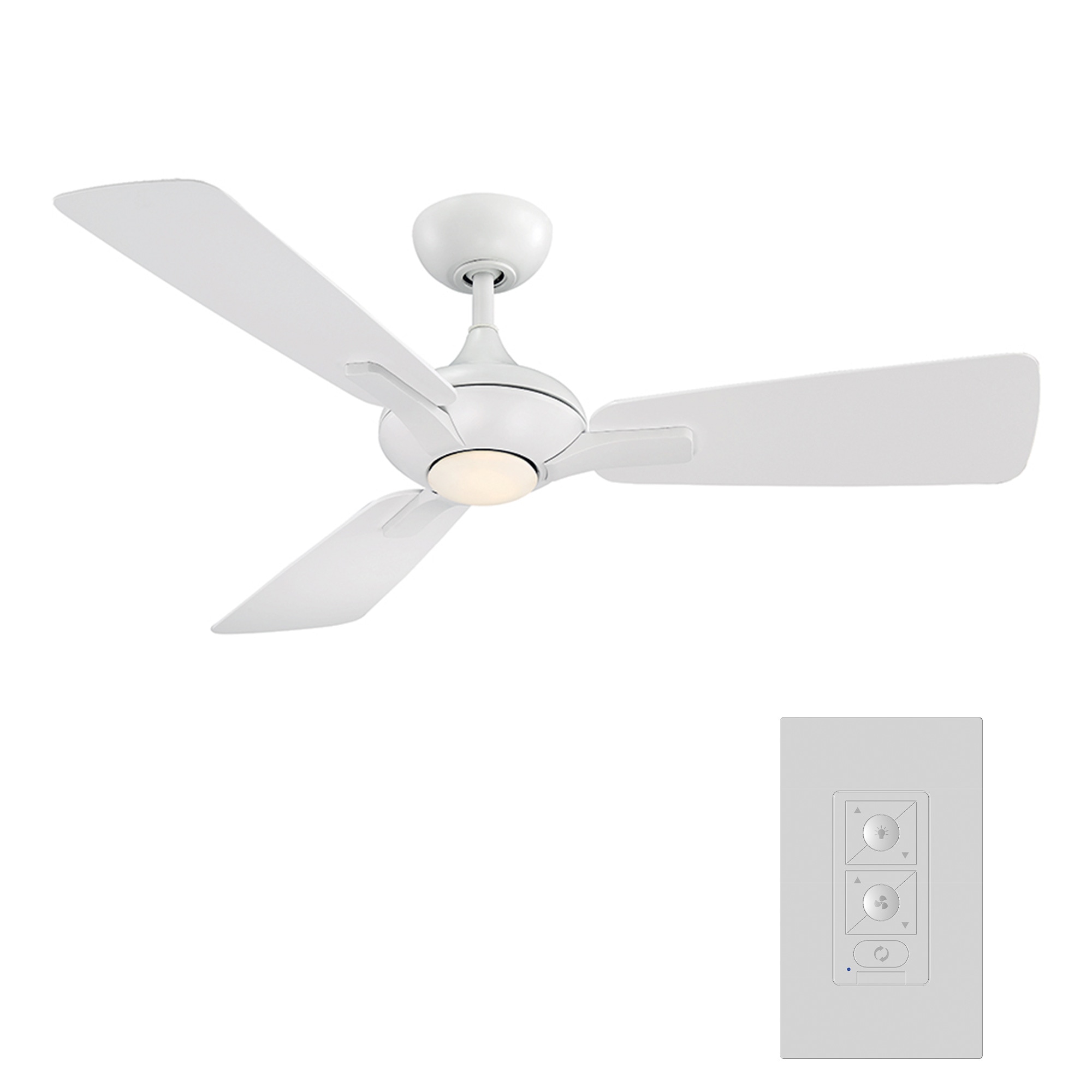 Modern Forms Mykonos 52-in Matte White Integrated LED Indoor/Outdoor Smart Ceiling Fan with Light and Remote (3-Blade) FR-W1819-52L-MW Sansujyuku sansujyuku.com