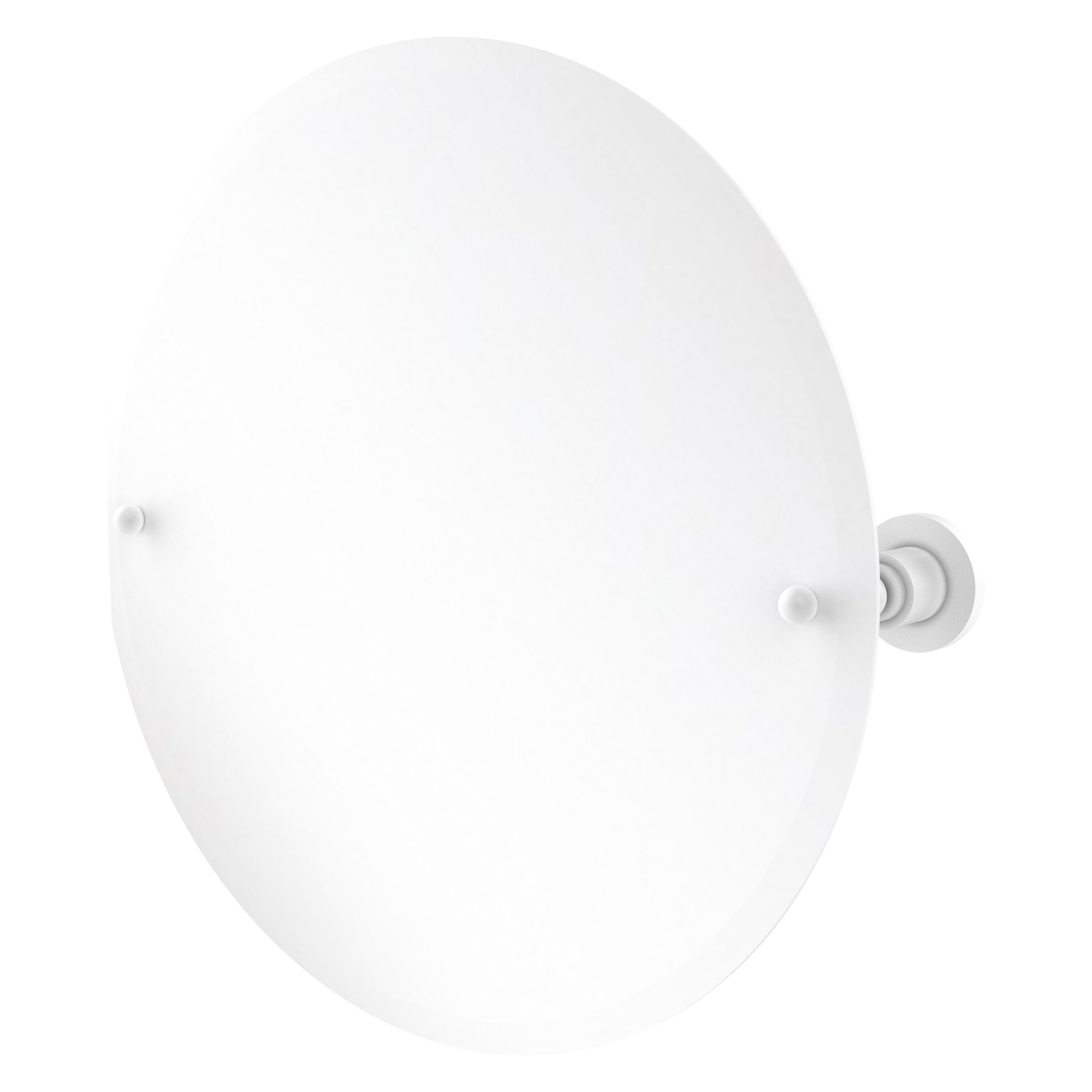 Allied Brass AP-90-WHM Astor Place 22-Inches x 22-Inches Beveled Frameless Round Tilting Bathroom Vanity Mirror ( Matte White )