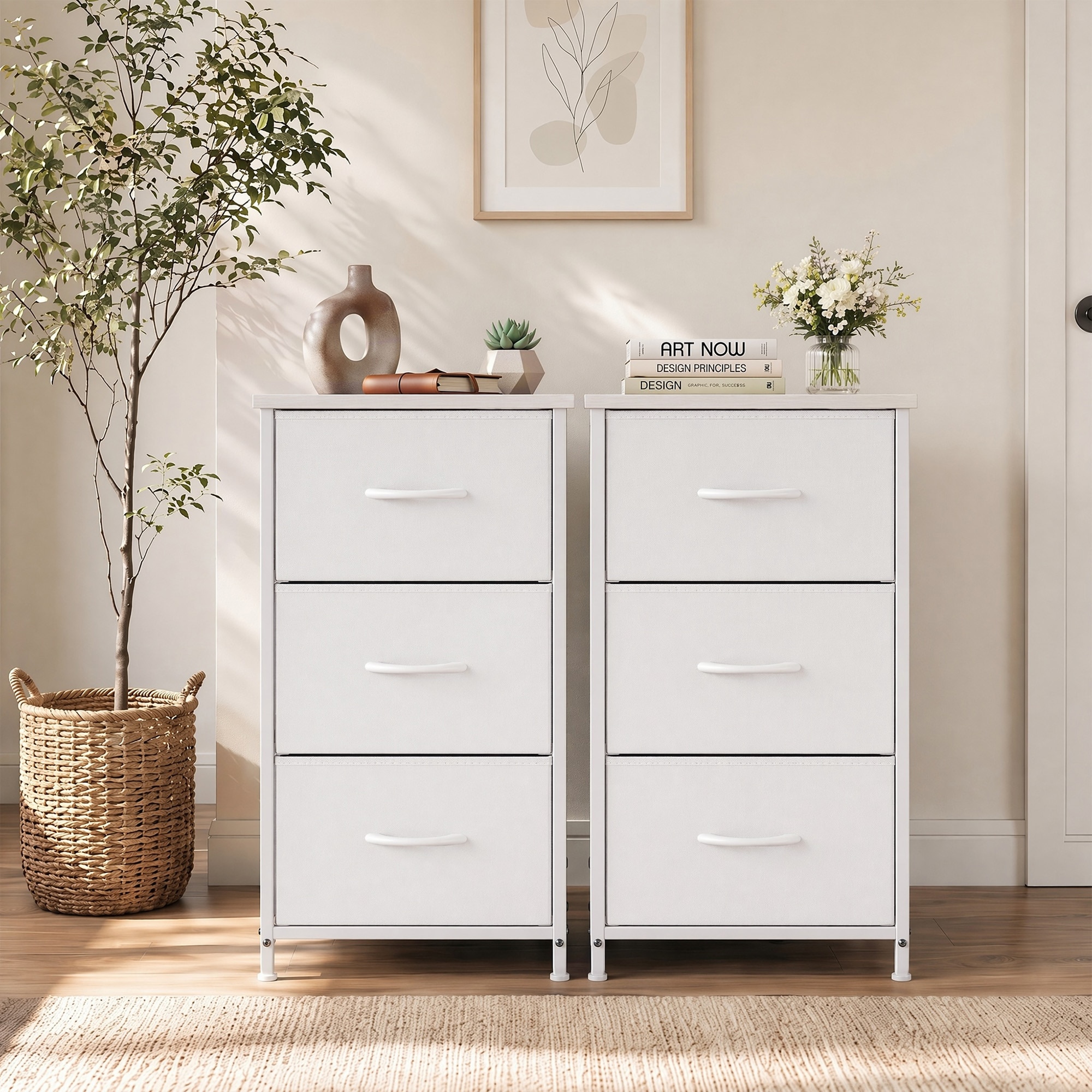mainstays classic 5 drawer dresser white Sweetcrispy 3 Fabric Nightstand with Metal Frame and MDF Top for Bedroom Living Room Entryway in the Dressers department at this dresser delivers premium
