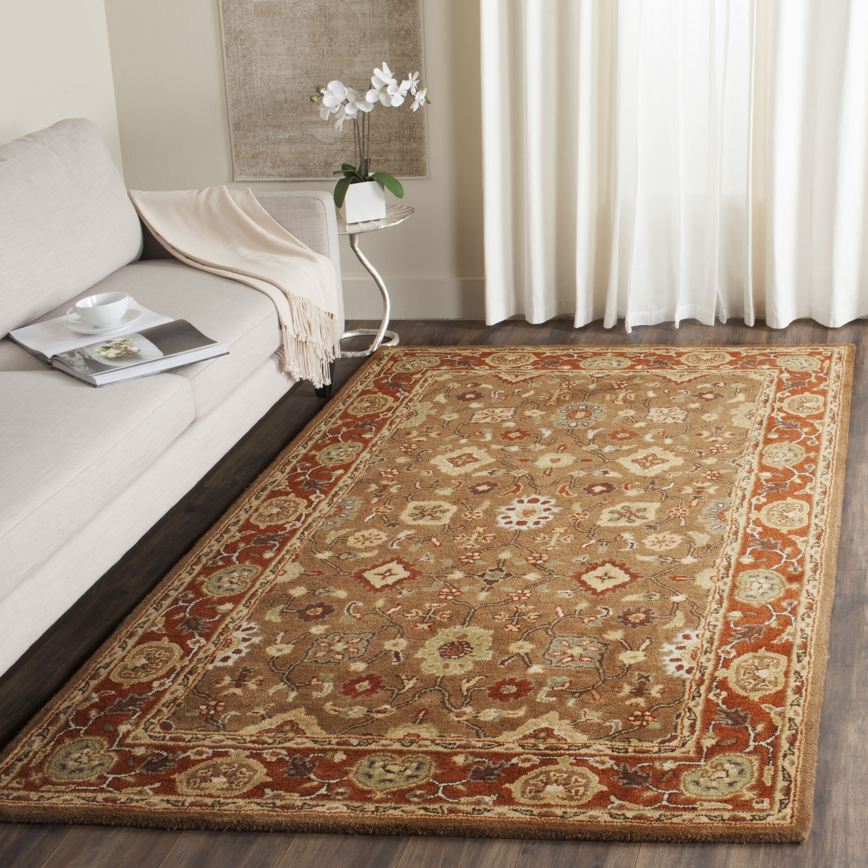  Heritage 952 Moss/Rust Traditional 5ft x 8ft Medium Rectangle Rug