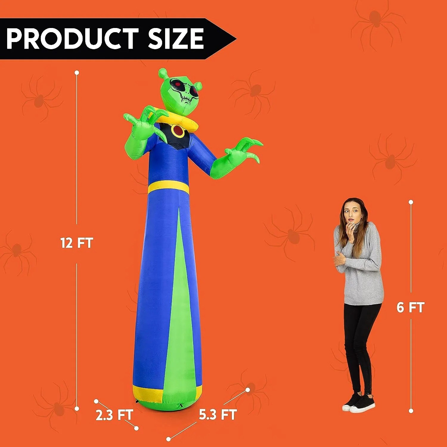 SYNCFUN 12-ft Freestanding Lighted Alien Inflatable In The Outdoor ...