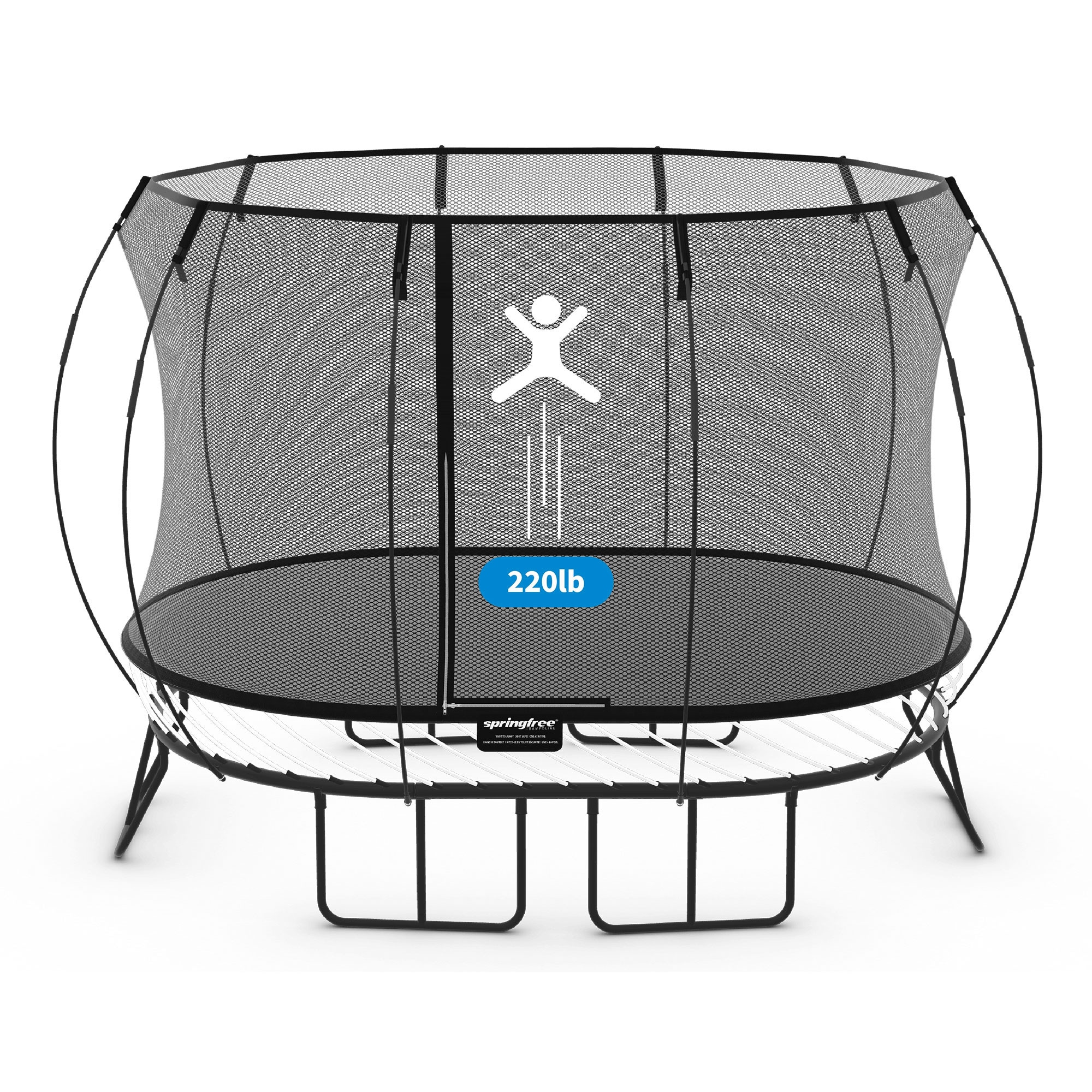 Black Oval Springless Trampoline with Safety Enclosure and Ladder