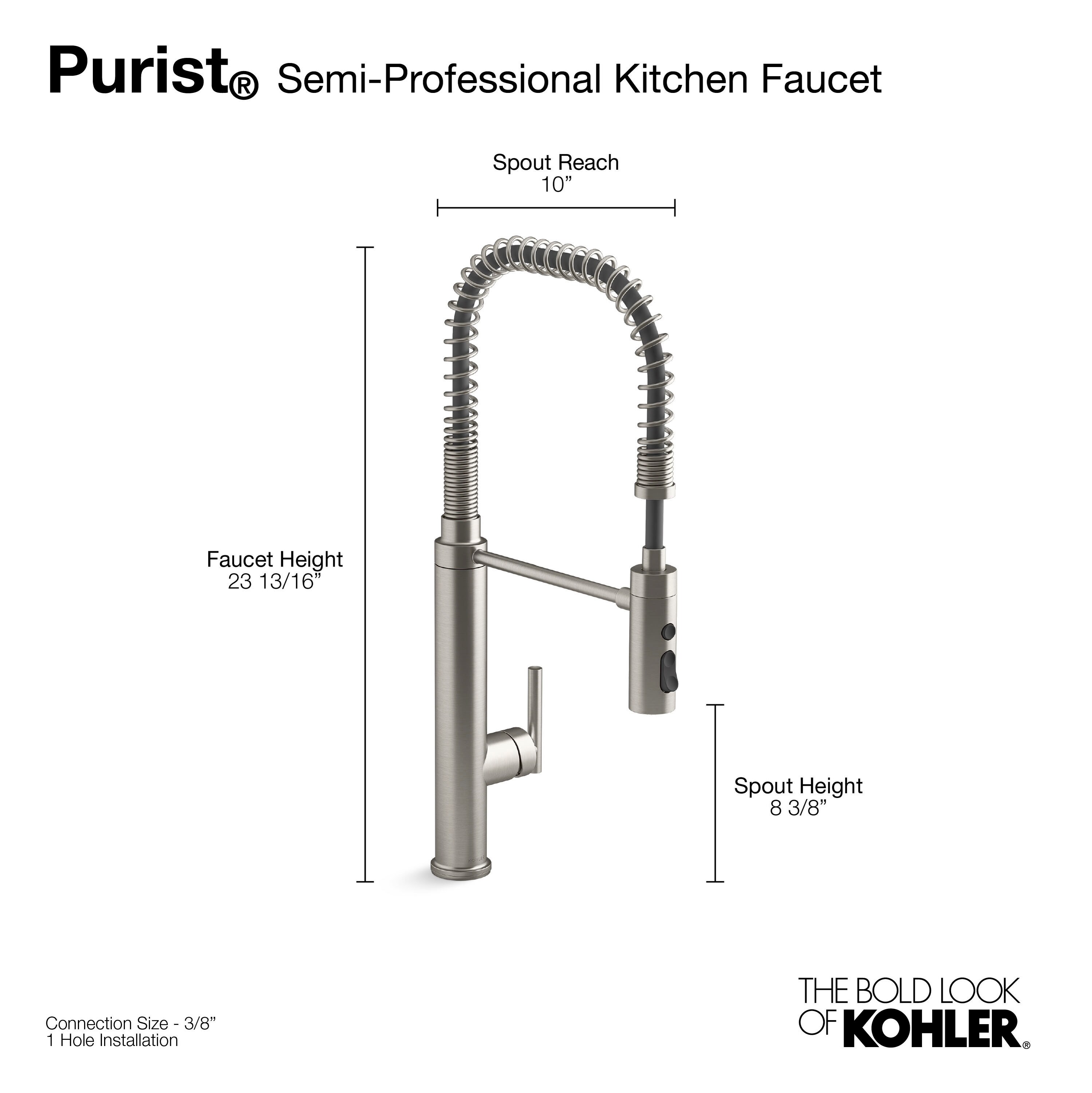 KOHLER Purist Pre Rinse Spring Vibrant Stainless Single Handle