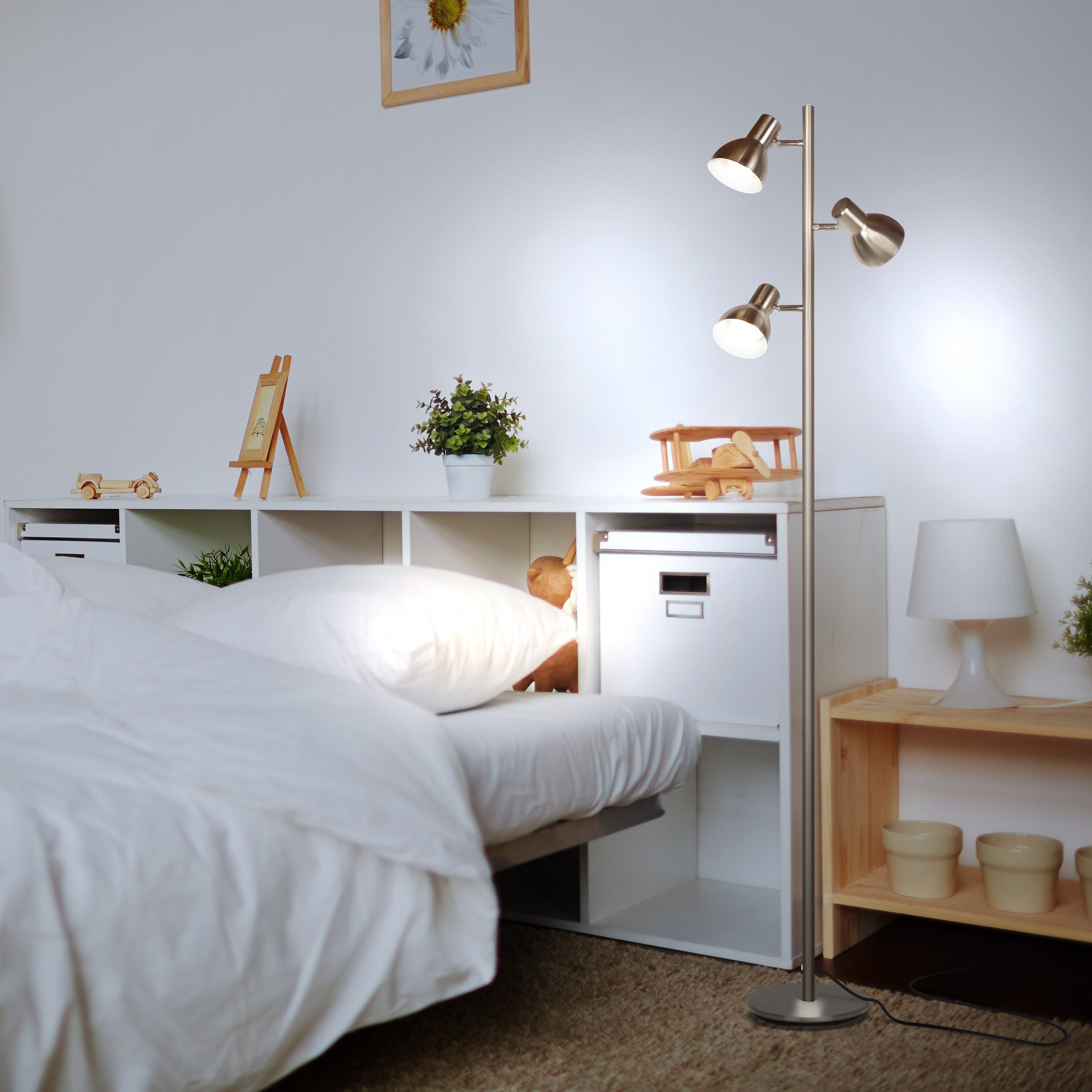Brightech FL-ETHAN-NKL 65.5-in Satin Nickel Tree Track Floor Lamp with Metal Shade