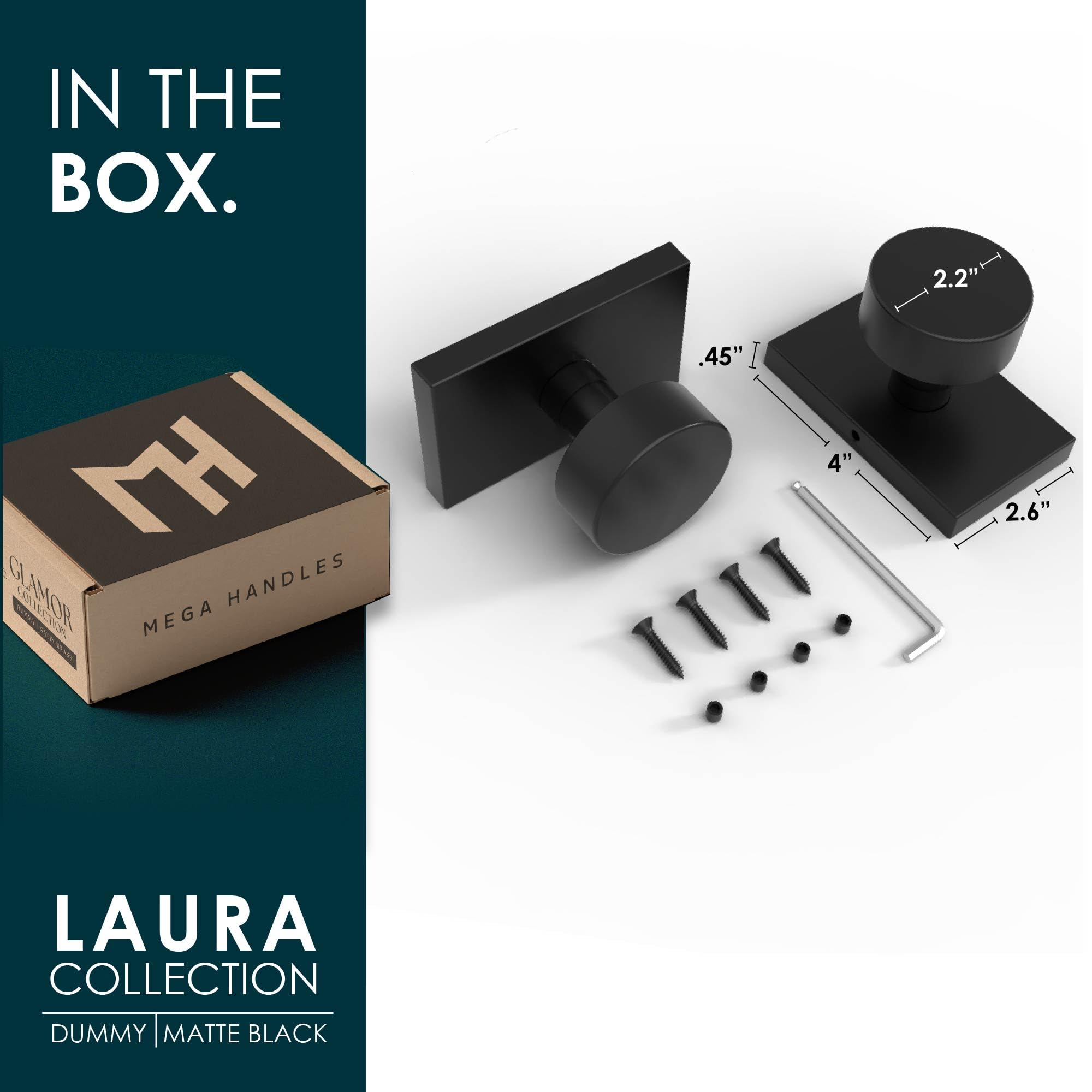 Mega Handles LAURA-DU-MB-3SET Door-Knobs - View #3