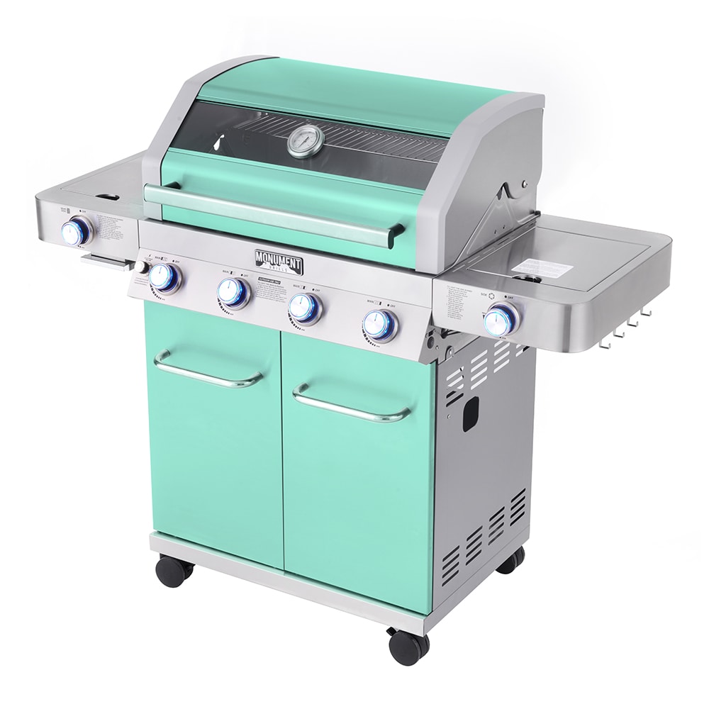 Monument Clearview Green 4-Burner Liquid Propane Gas Grill with 2 Side Burners 35633G Sansujyuku sansujyuku.com