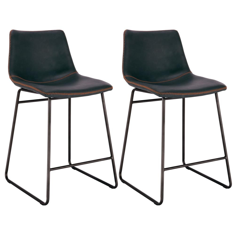 AmeriHome BSLC24BSET 2 -Set Black/Steel 24.0-Inches H Counter height Bucket seat Upholstered Metal Bar Stool and Back