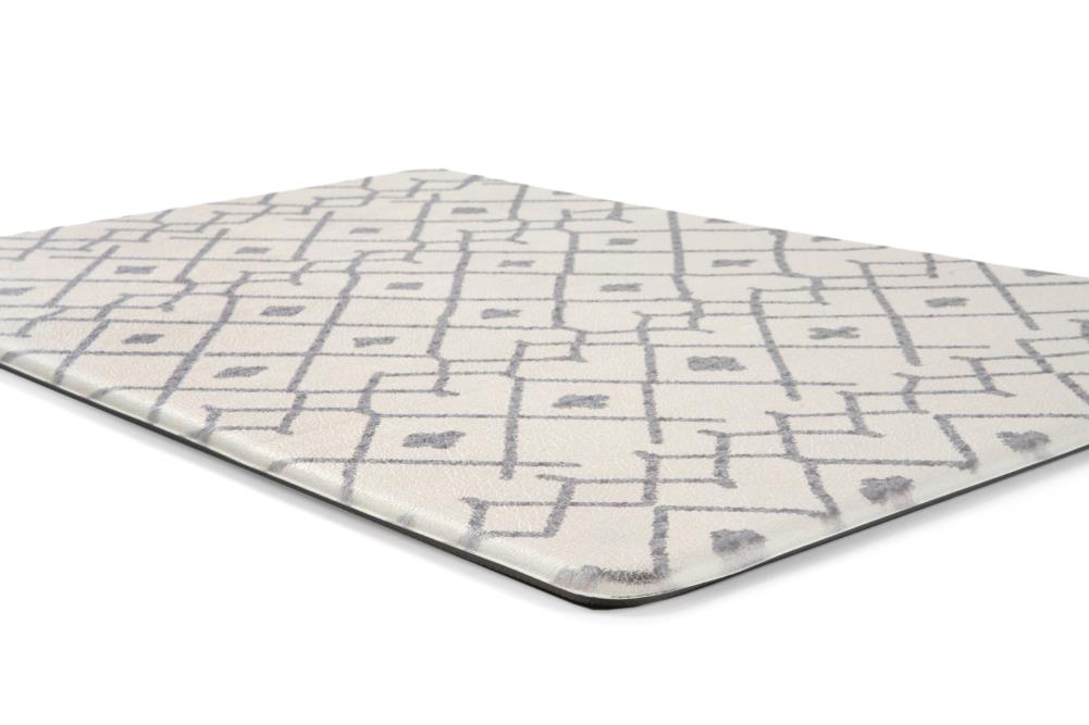 Cream and Gray Modern Boho Trellis Anti-Fatigue Mat 18" x 47"