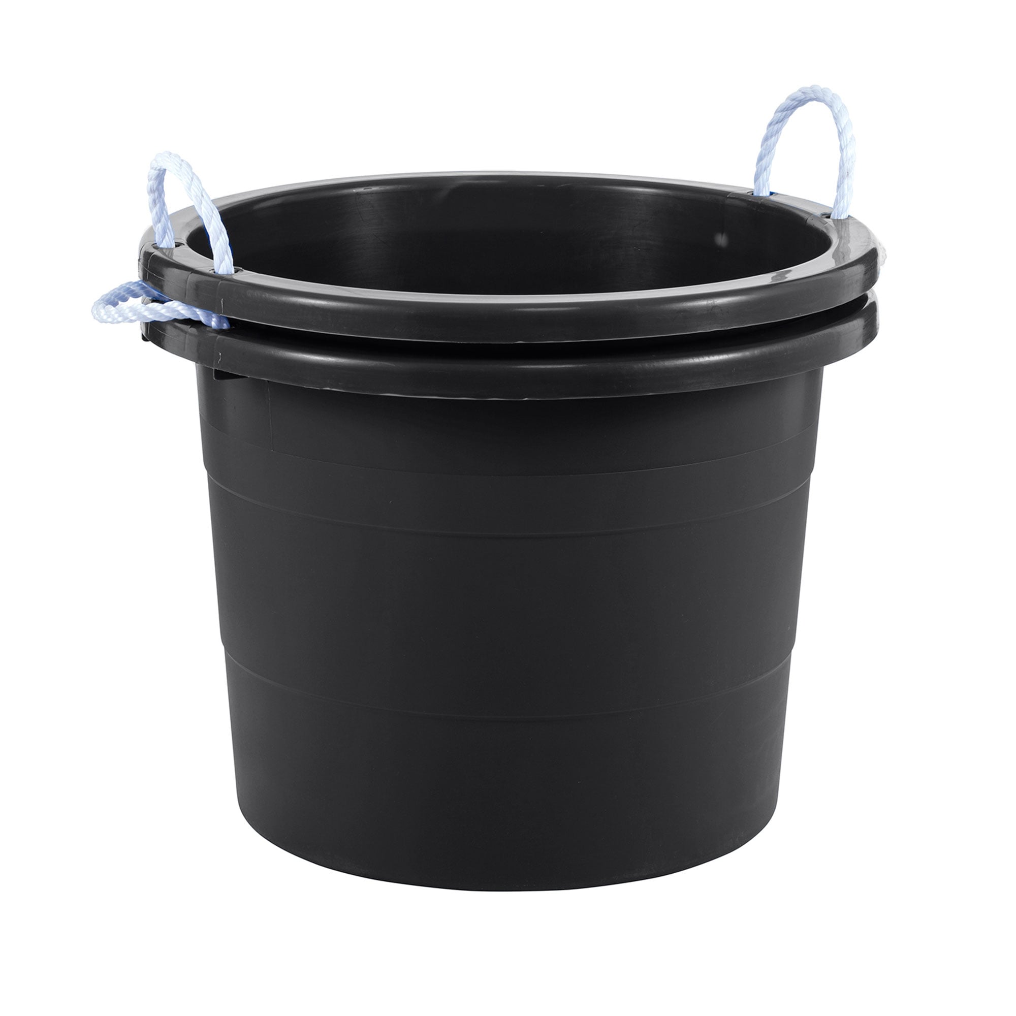 United Solutions 2 Pack 19 Gallon Rope Handle Tub Plastic Storage Bucket Black #411894