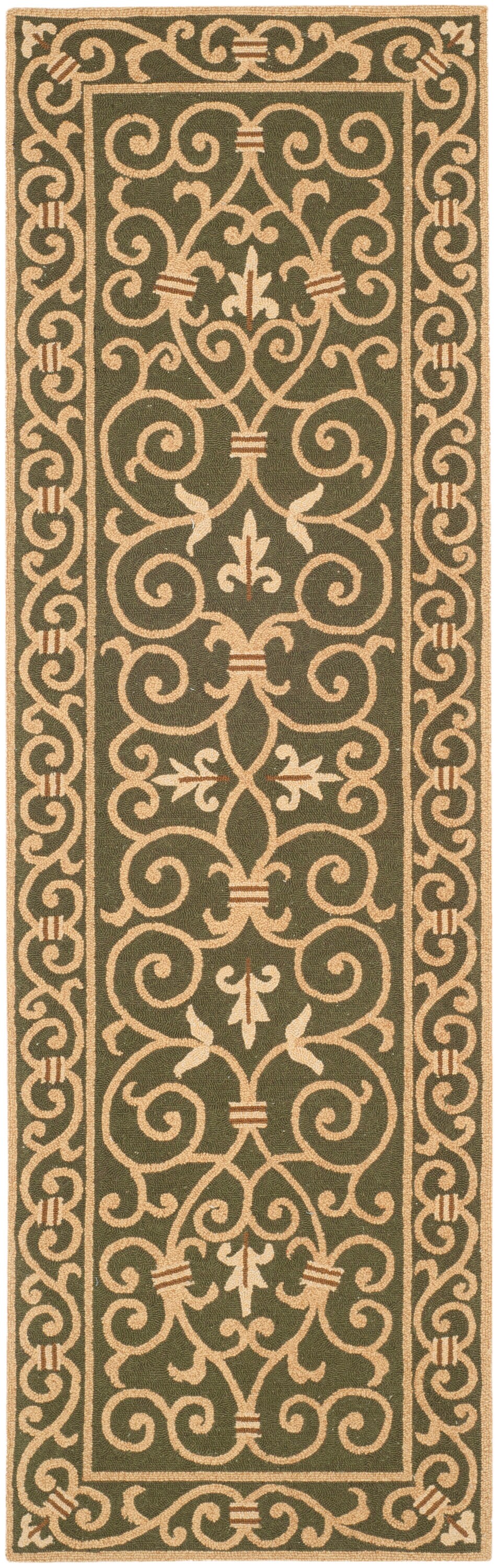 Safavieh HK11B-26 Chelsea Iron Gate 3 x 6 (ft) Tufted Wool Light Green Rectangular Indoor Abstract Farmhouse/Cottage Runner rug