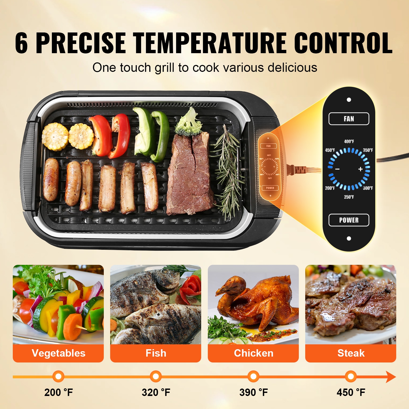 1600W Infrared Smokeless Grill Electric Indoor Grill Adjustable Heat Bbq  Grills