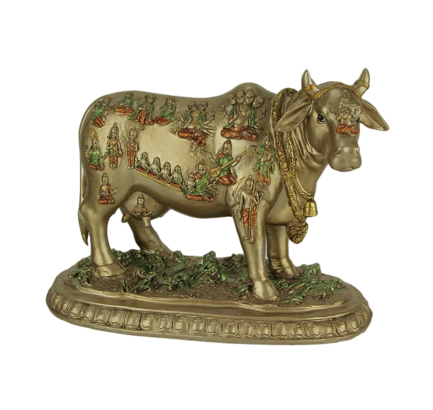 Zeckos CON-13621 Golden Nandi the Sacred Bull Vahana of Hindu God Shiva Statue