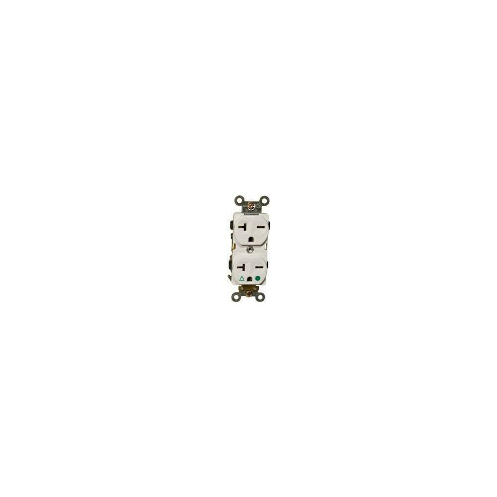  ZX9MSPR2341 Isolated Ground Duplex Receptacle White 20A-250V