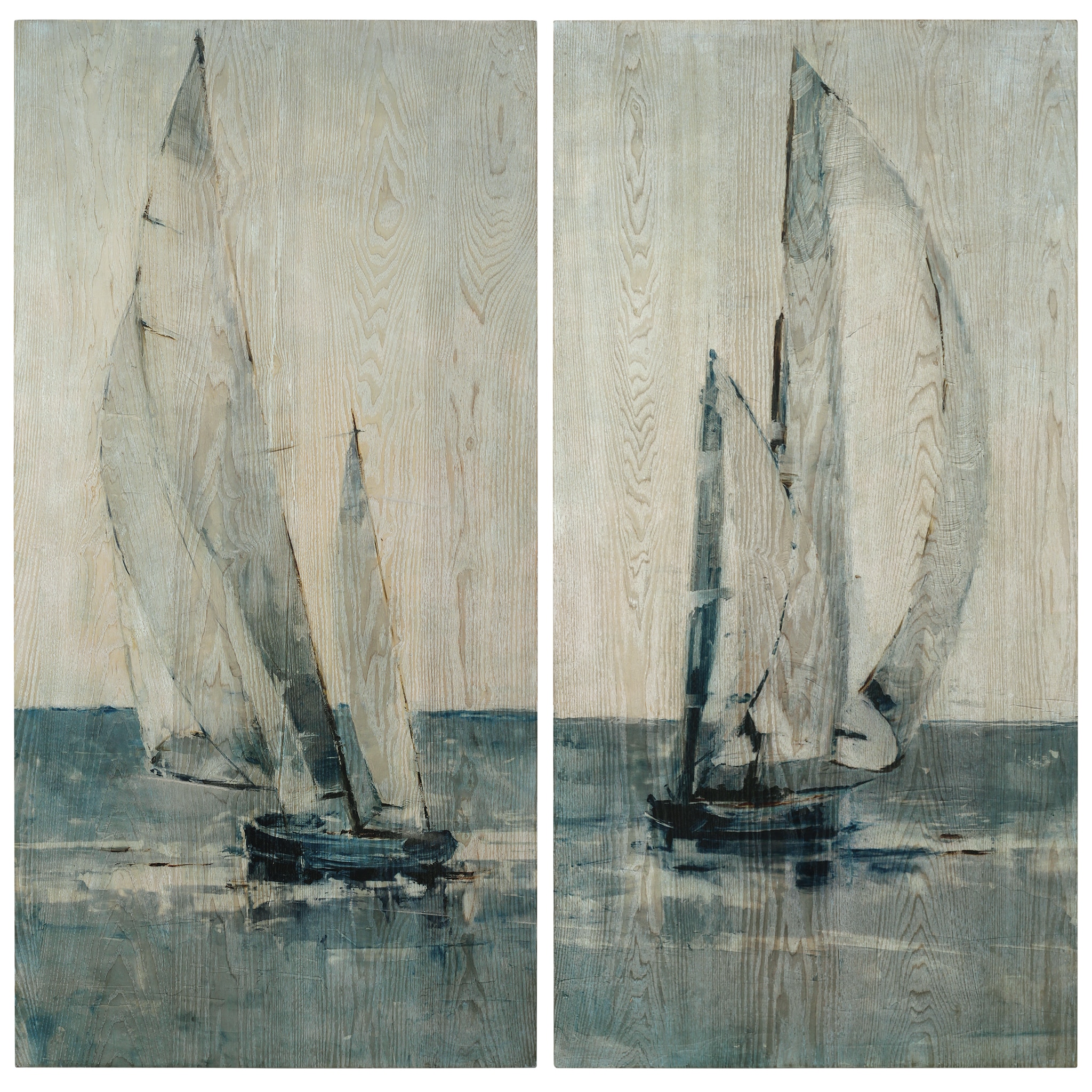 Empire Art Direct FAL-142229-30-4824 48 In. x 48 In. Each Grey Seas Fine Giclee Printed Directly on Hand Finished Ash Wood Wall Art, Set of 2 48-Inches H x 48-Inches W Coastal Print