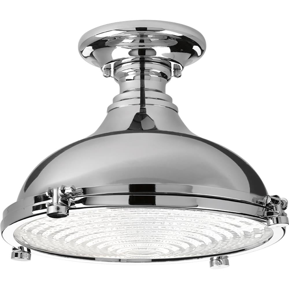Progress Lighting P350033-015-30 Fresnel Lens 1-Light 12.13-in Polished Chrome LED Semi-flush Mount Light ENERGY STAR
