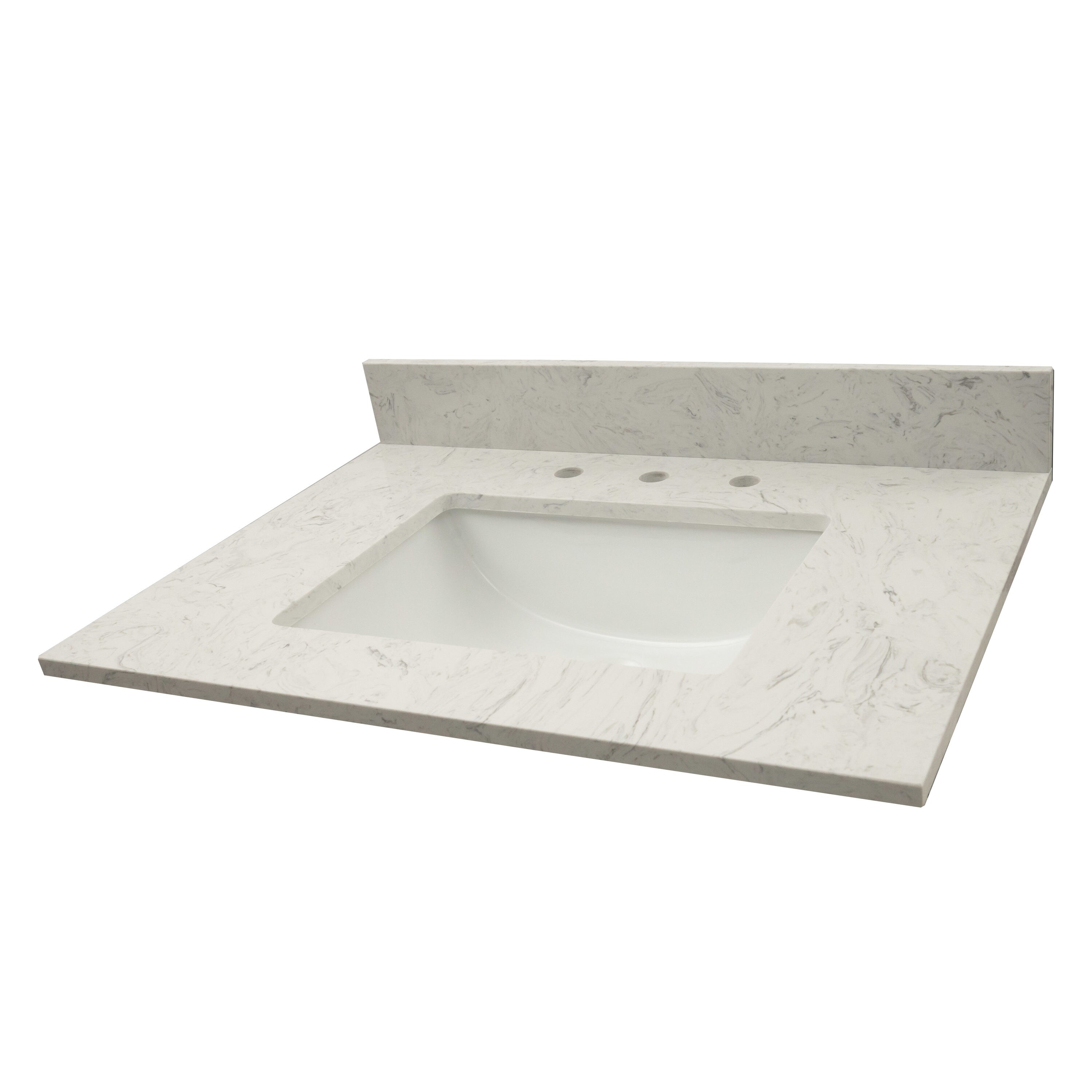 WonderLand Carrara Classique 31-in White Engineered Marble with White ...