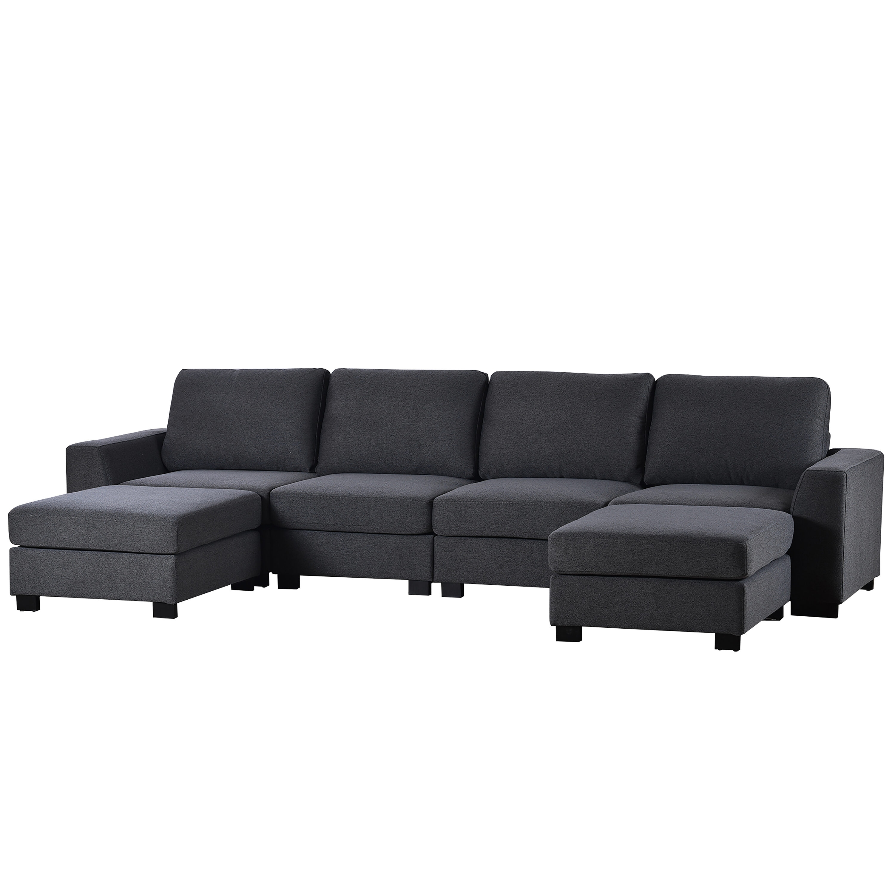 131 U Shape Sectional Sofa for Living Room, Modern Convertible Modular Sectional Couch with Reversible Chaise & 2 Pillows - Dark Grey