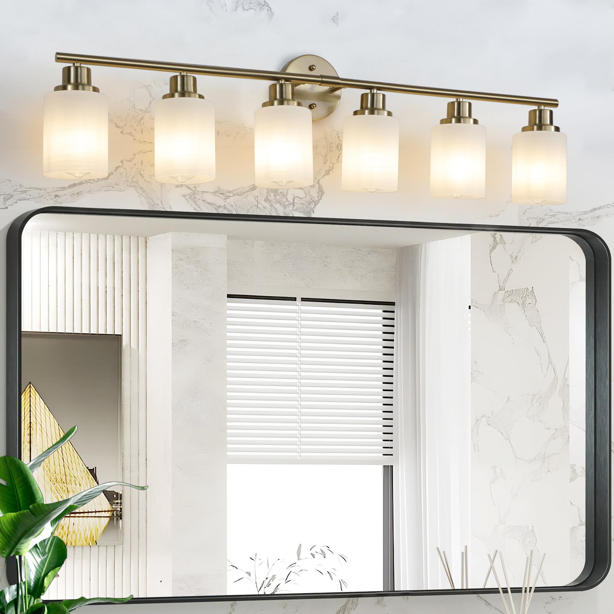 Bayfeve BFLCM-6703-LT Retro Elegance 38.6-in 6 -Light Brushed Gold Vintage Vanity light
