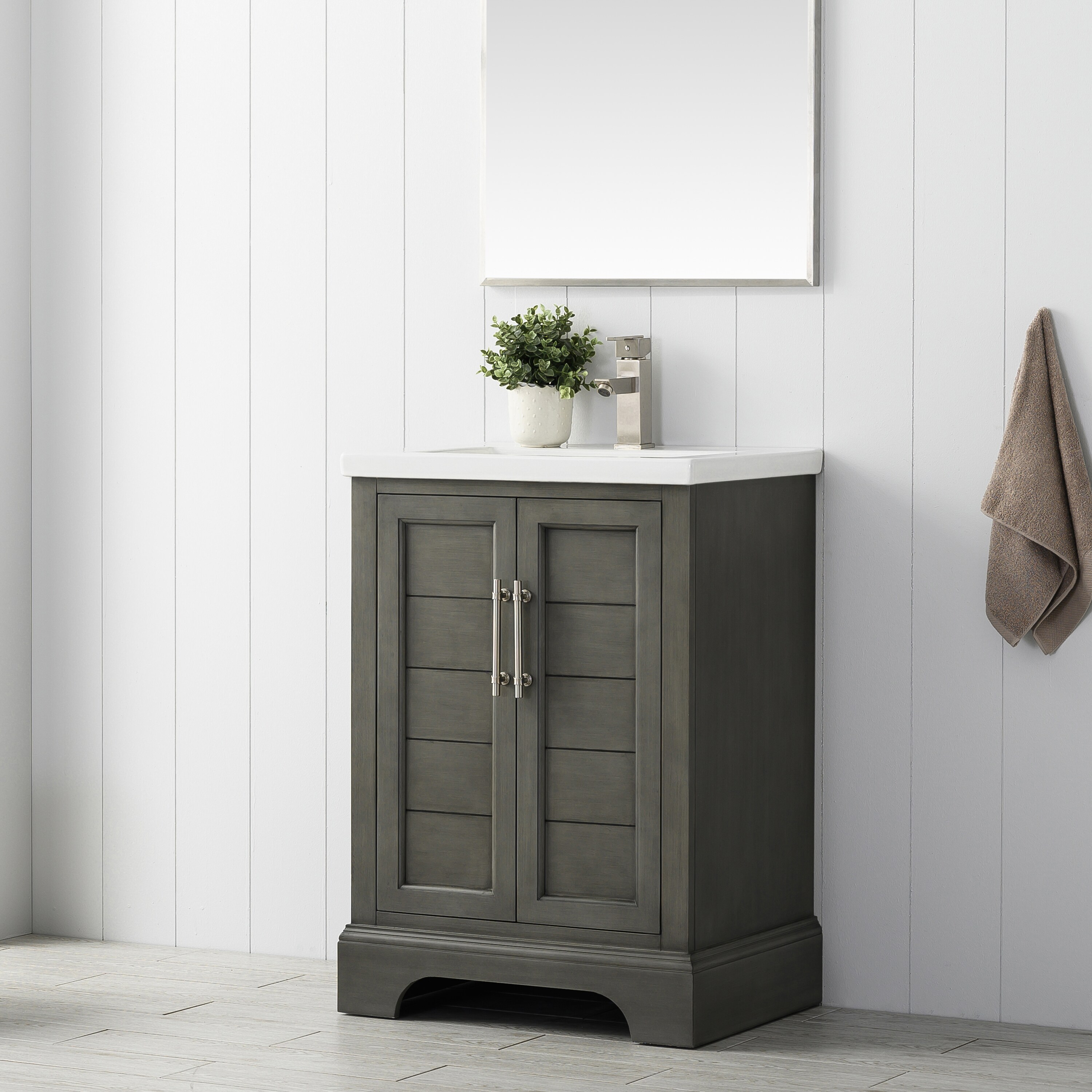Silver Gray 24" Single Sink Bathroom Vanity with Ceramic Top