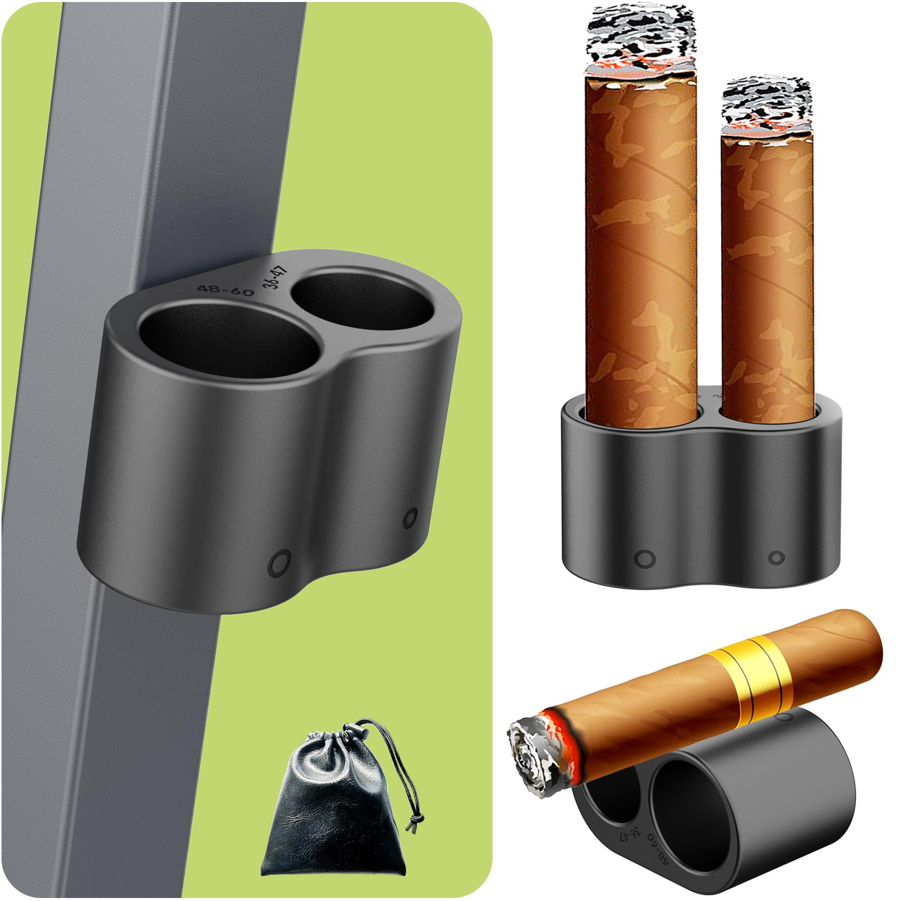 JVFCXXV  Silicone Cigar Holder for Golf Cart Dual Slot Design with Four Powerful Magnets Universal Magnetic Attachment Black