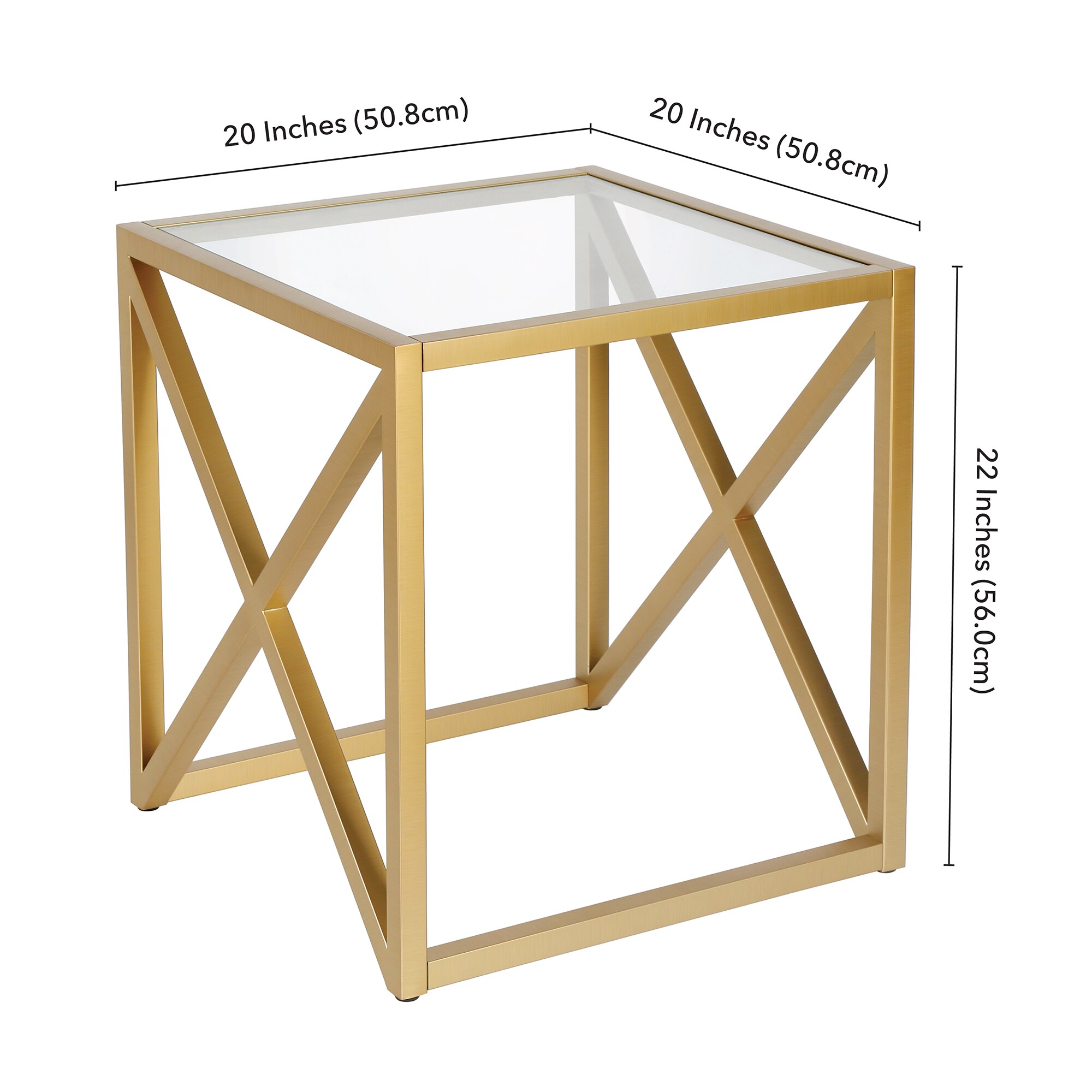 Hailey Home Calix 20-in W x 22-in H Brass Glass Midcentury End Table ...