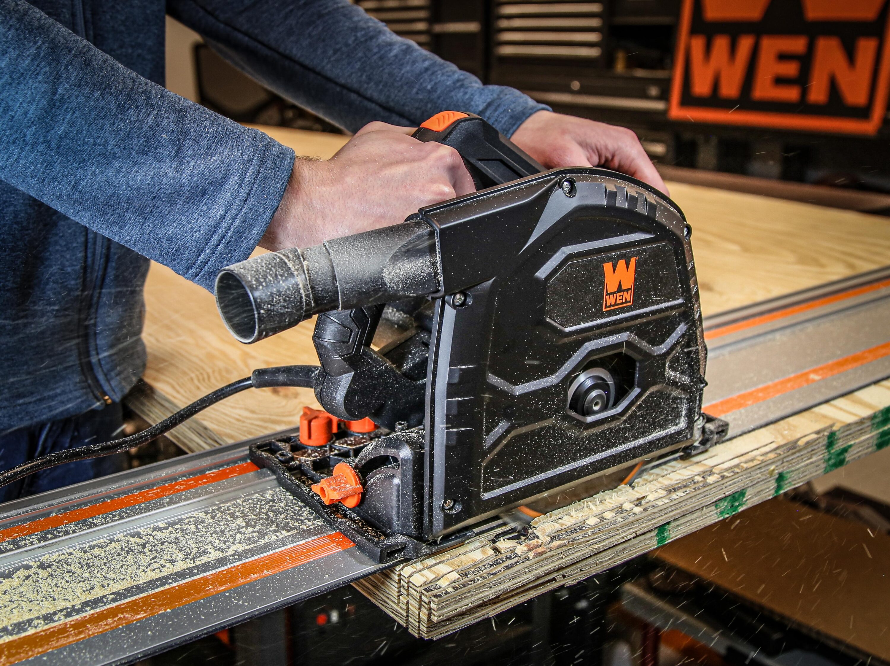 WEN 12 Amp 7 1 4 in Corded Plunge Track Circular Saw in the