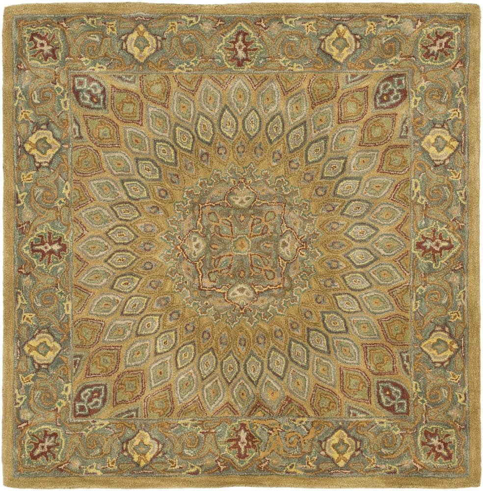 Safavieh HG914A-7SQ Heritage Chador 7 x 7 (ft) Tufted Wool Light Brown/Gray Square Indoor Floral/Botanical Oriental Area rug