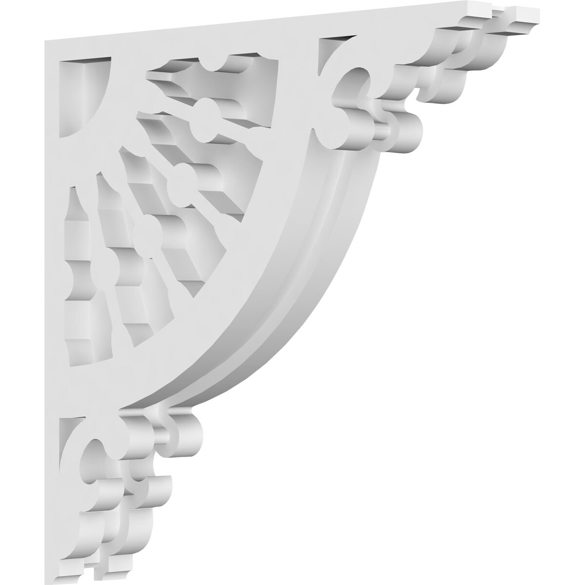 Ekena Millwork CORP01X10X10WW 1.875-in x 10-in x 10-in Wagon wheel Unfinished White PVC Paintable Corbel