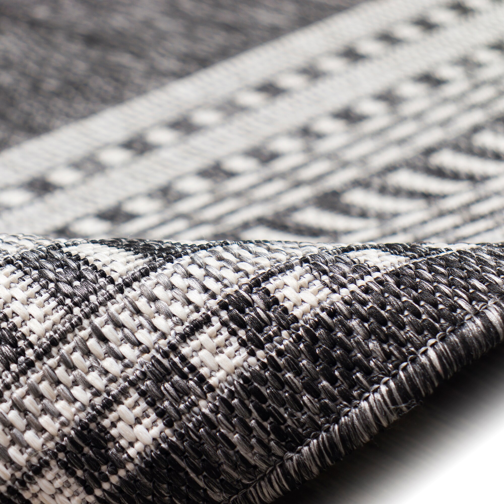 Charcoal Etched Border Flat Woven Synthetic Area Rug