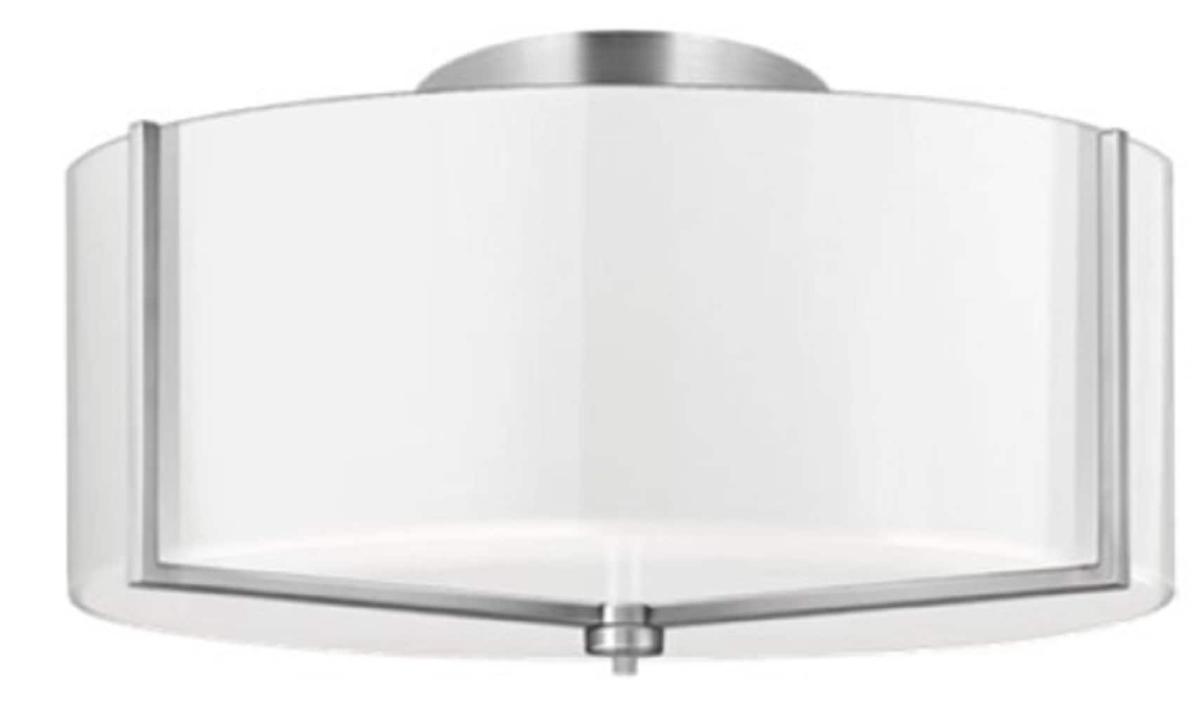allen + roth 48351-LWUN Fowler 2 -Light 13.25-in Brushed Nickel Semi Flush Mount Light