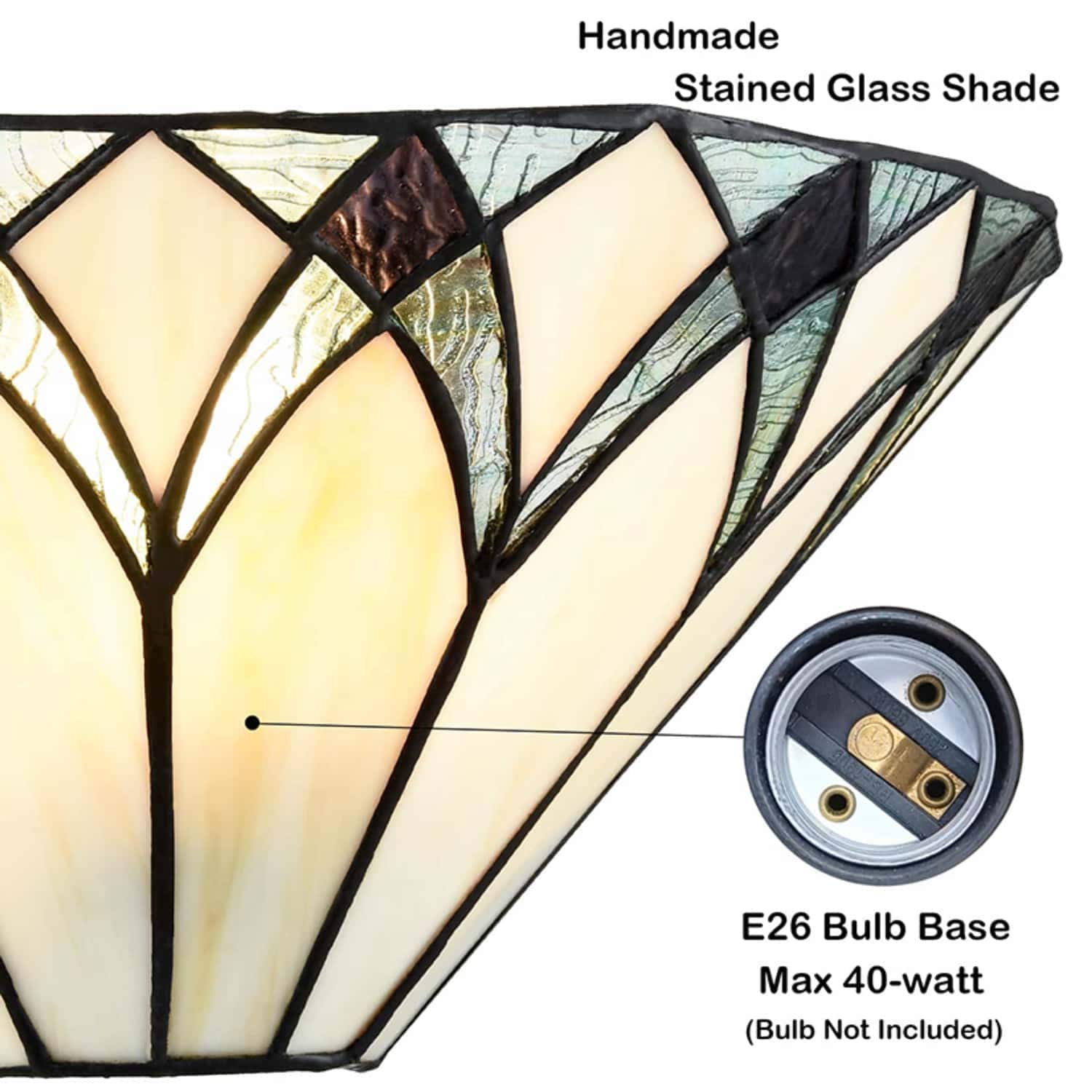Tiffany Style Black and Multicolor Stained Glass Wall Sconce