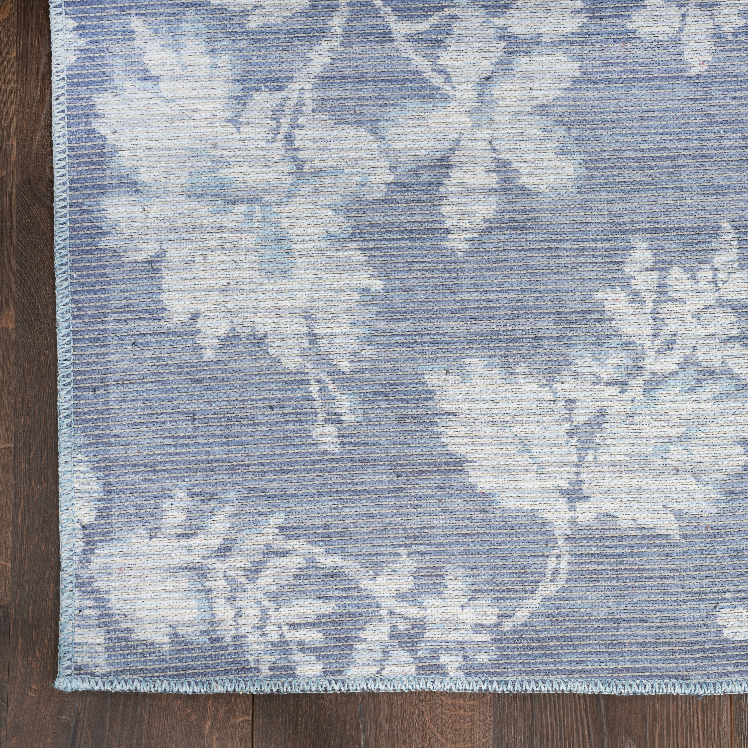 Gray and White Floral Chenille Rectangular Area Rug 7'10" x 9'10"
