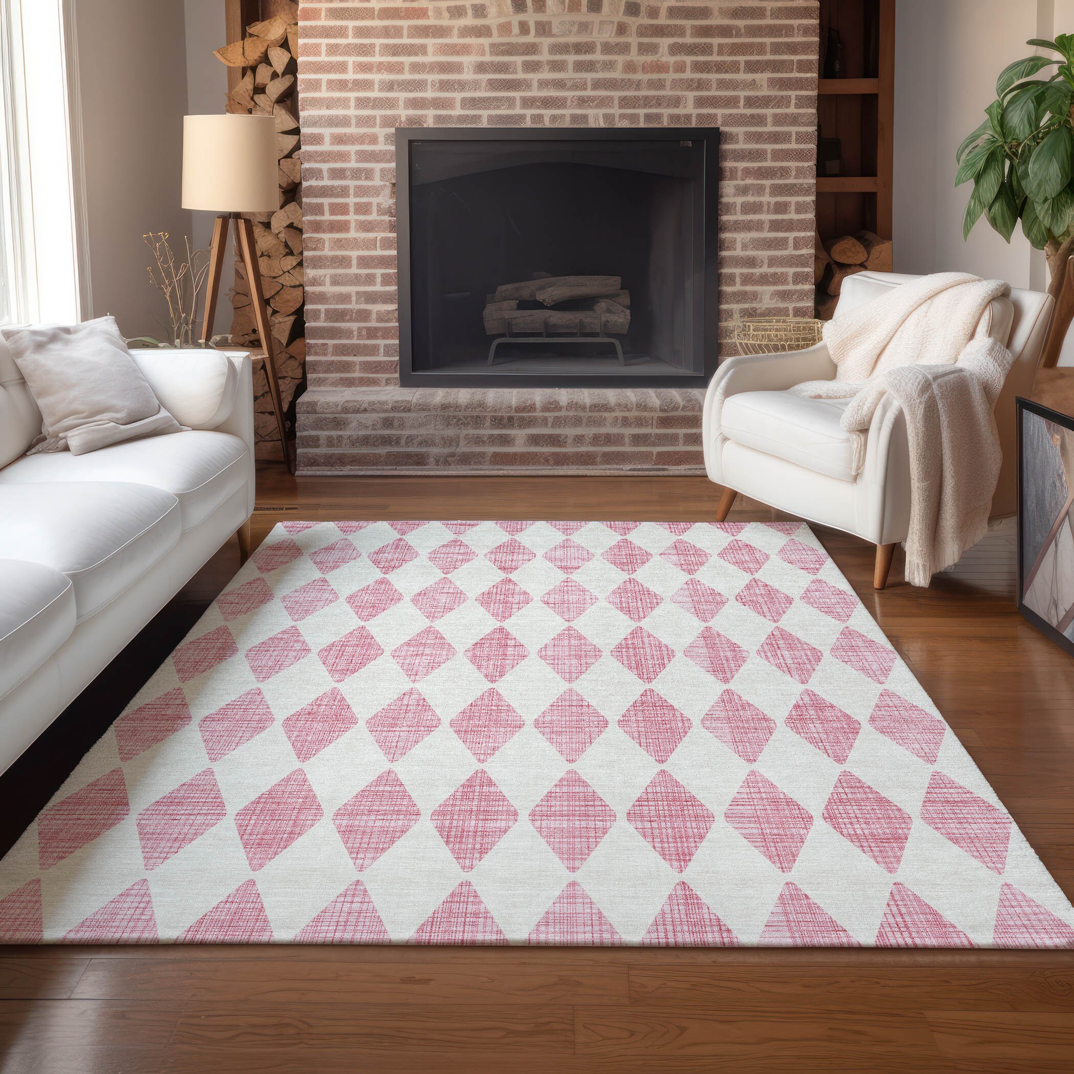 Addison Rugs ACN578PI30X46 Chantille ACN578PI 2 x 3 (ft) Polyester Pink Rectangular Indoor/Outdoor Geometric Machine washable Area rug