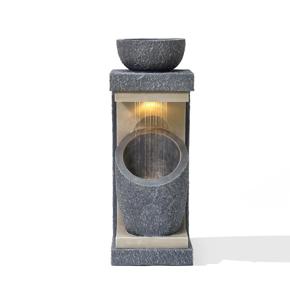 LuxenHome WHF1955 32.1-in H Resin Outdoor Fountain Statue Pump Included