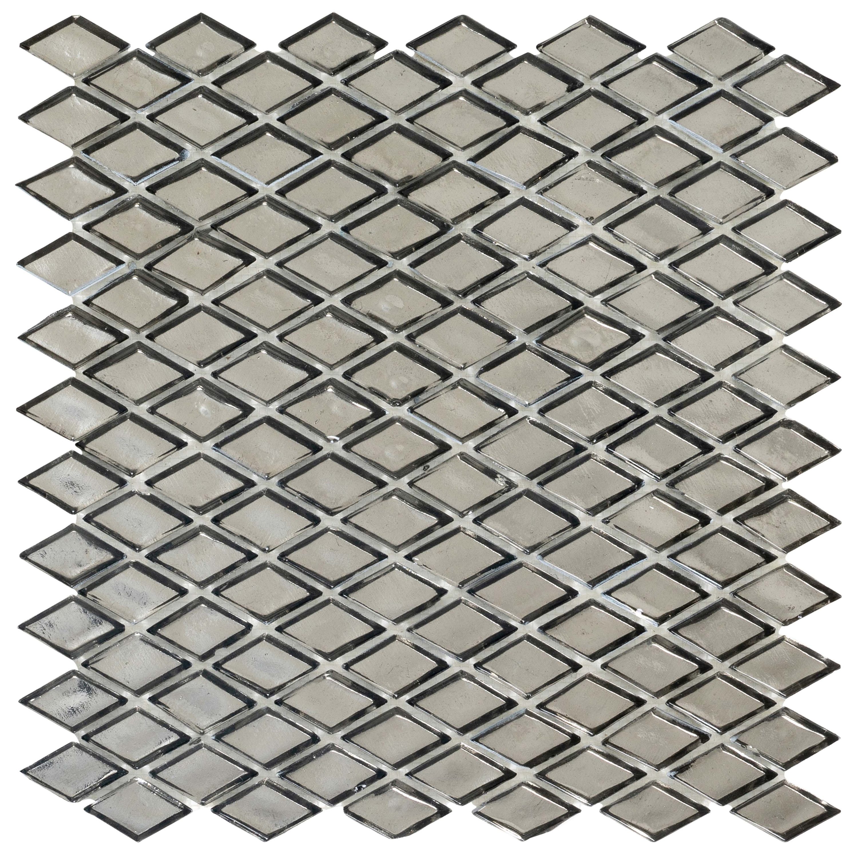 Apollo Tile APLADI8801A Majeste Silver 11-in x 11-in Honed Glass Patterned Mosaic Floor and Wall Tile ( 8.55-sq ft Carton )