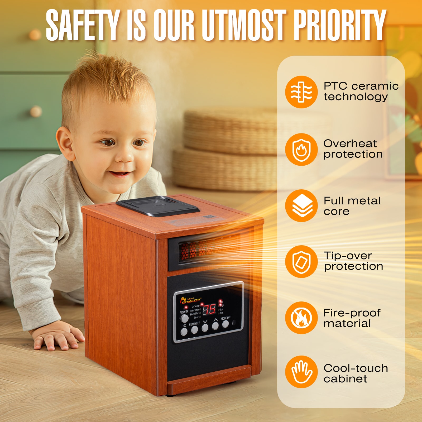 Dr. Infrared Heater Portable Space Heater hot with Humidifier, 1500-Watt