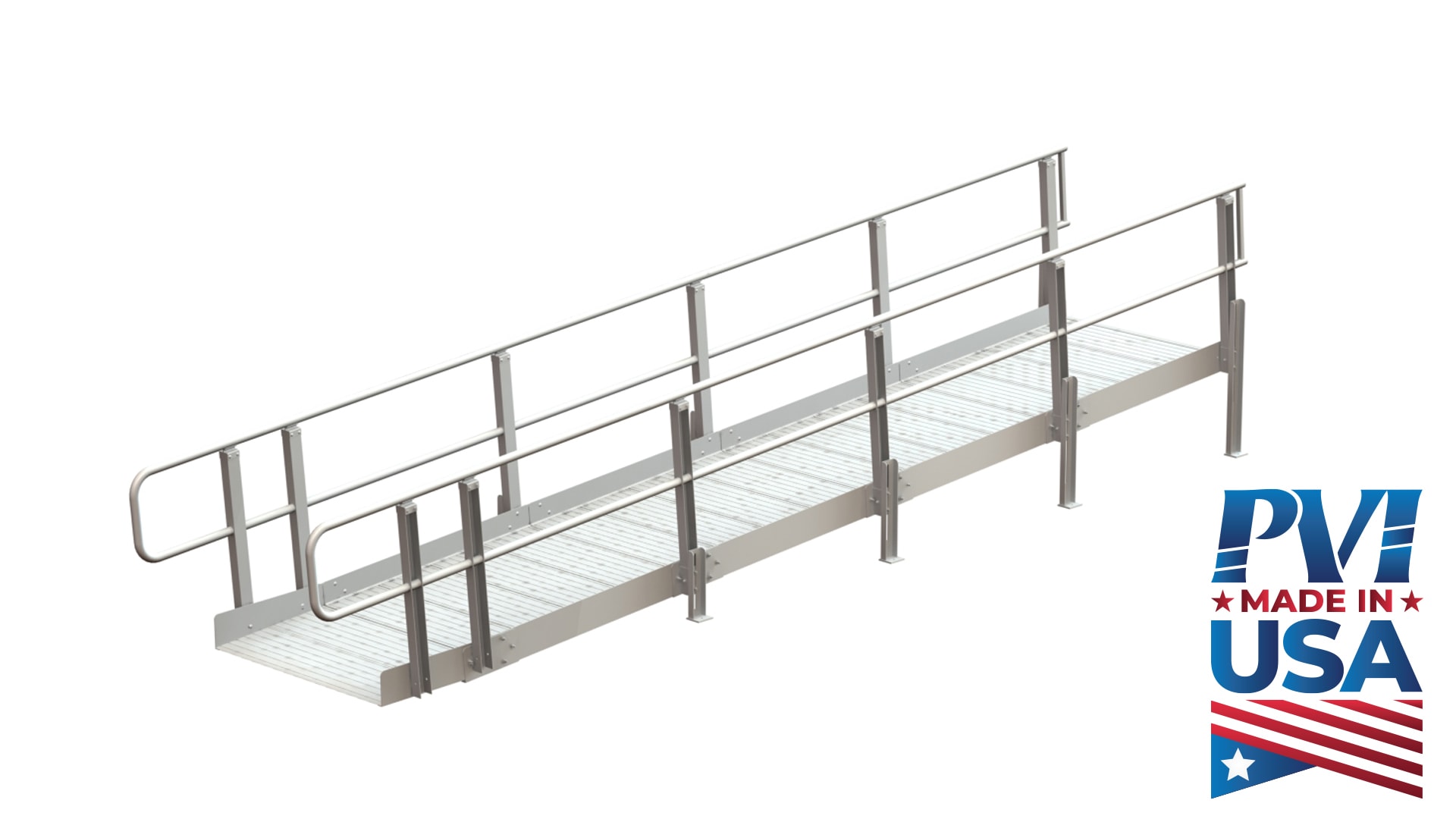 Prairie View Industries MXP18.42 Modular XP Ramp 18-ft x 42-in Aluminum Modular Entryway Wheelchair Ramp ADA Compliant