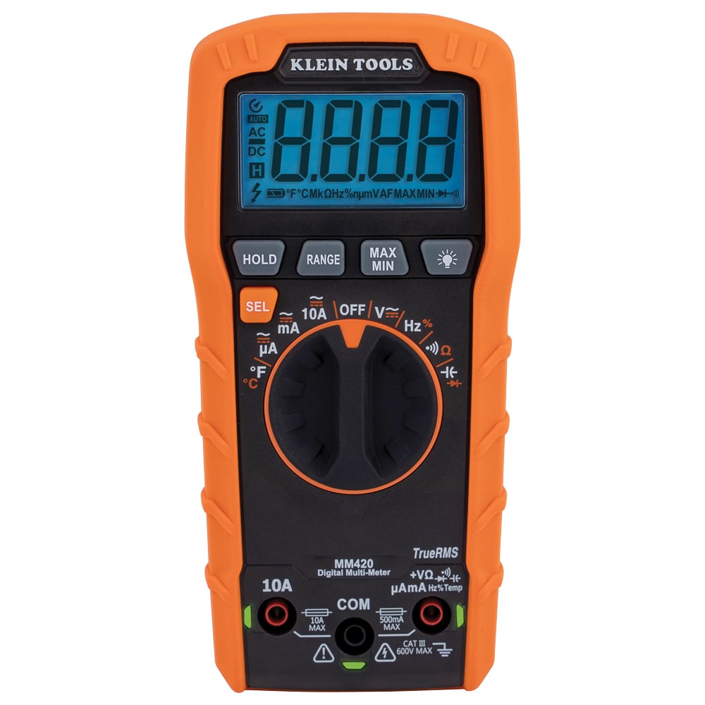 Klein Tools MM420 TRMS, Auto-Ranging, Temp Lcd Display Multimeter 10 Amp 600-Volt